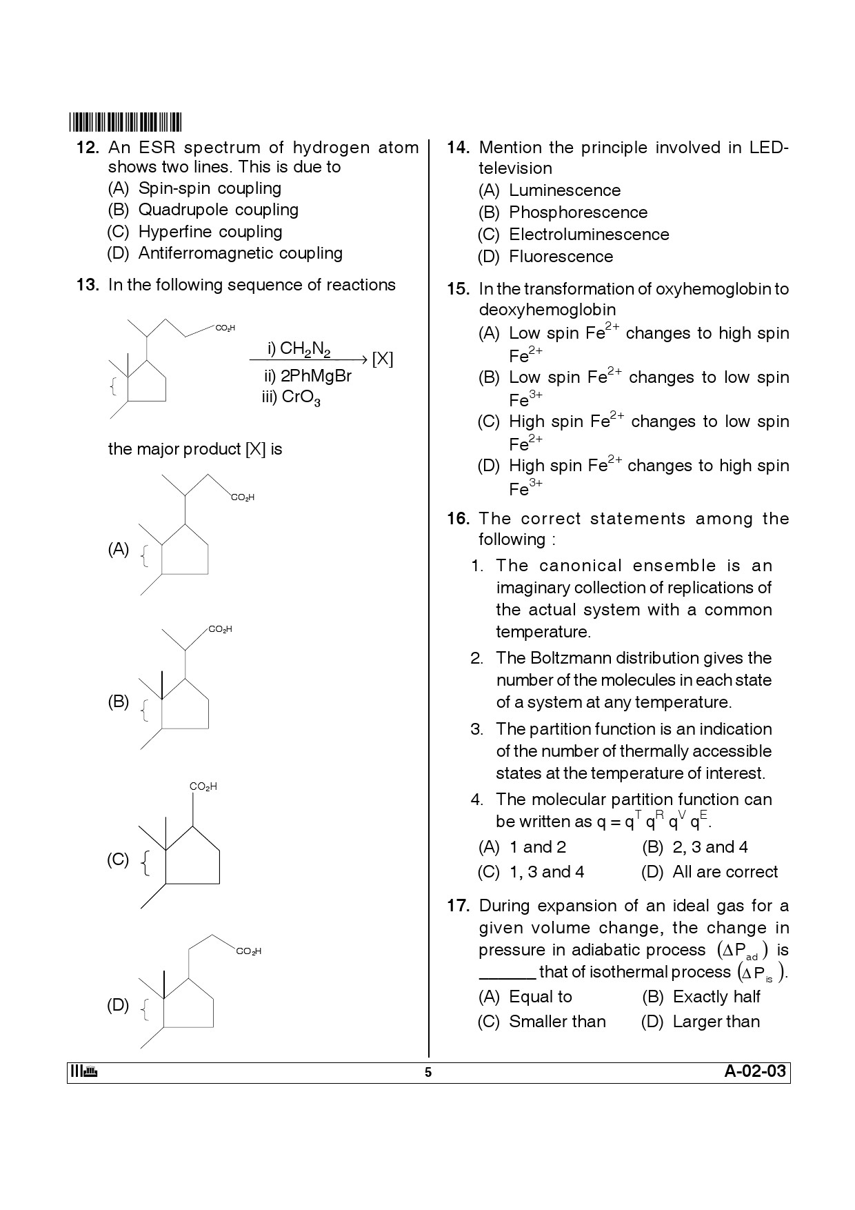 Telangana SET Chemical Sciences 2012 Question Paper III 4