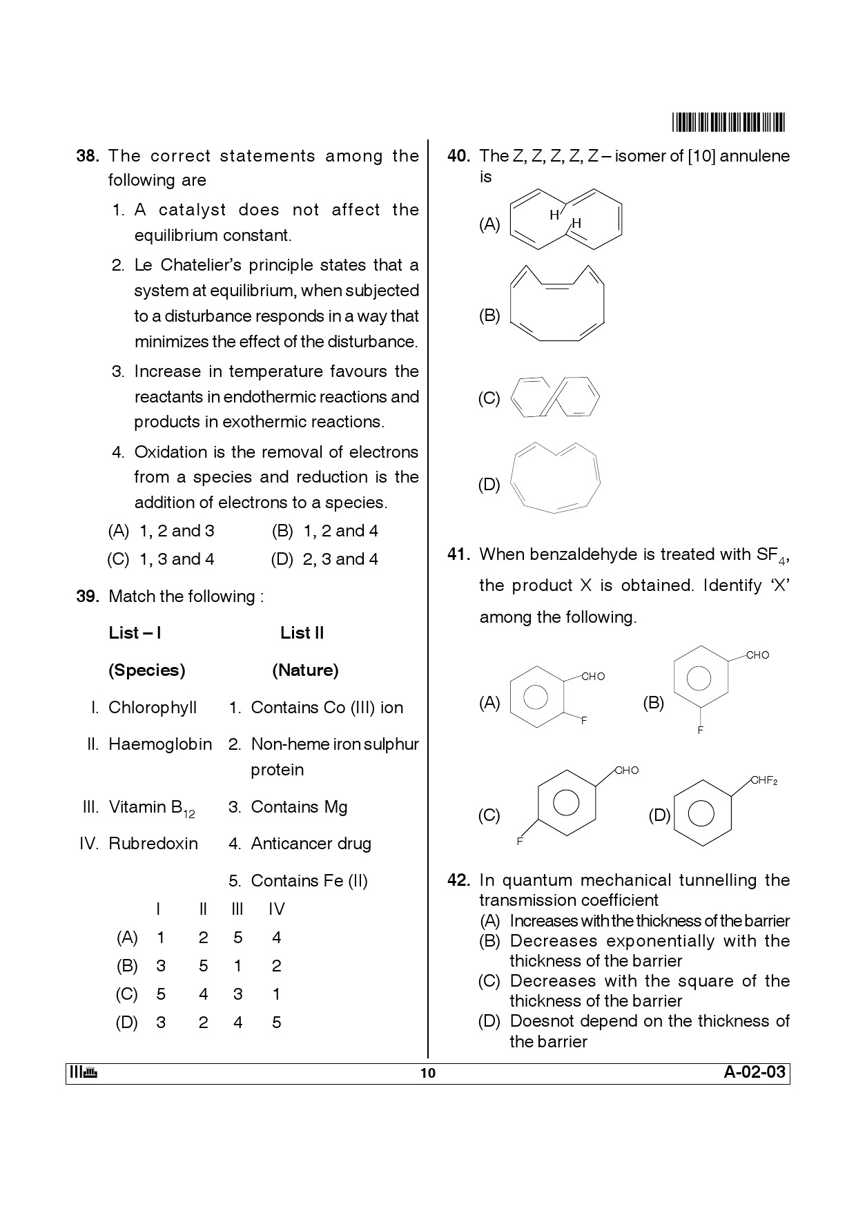 Telangana SET Chemical Sciences 2012 Question Paper III 9