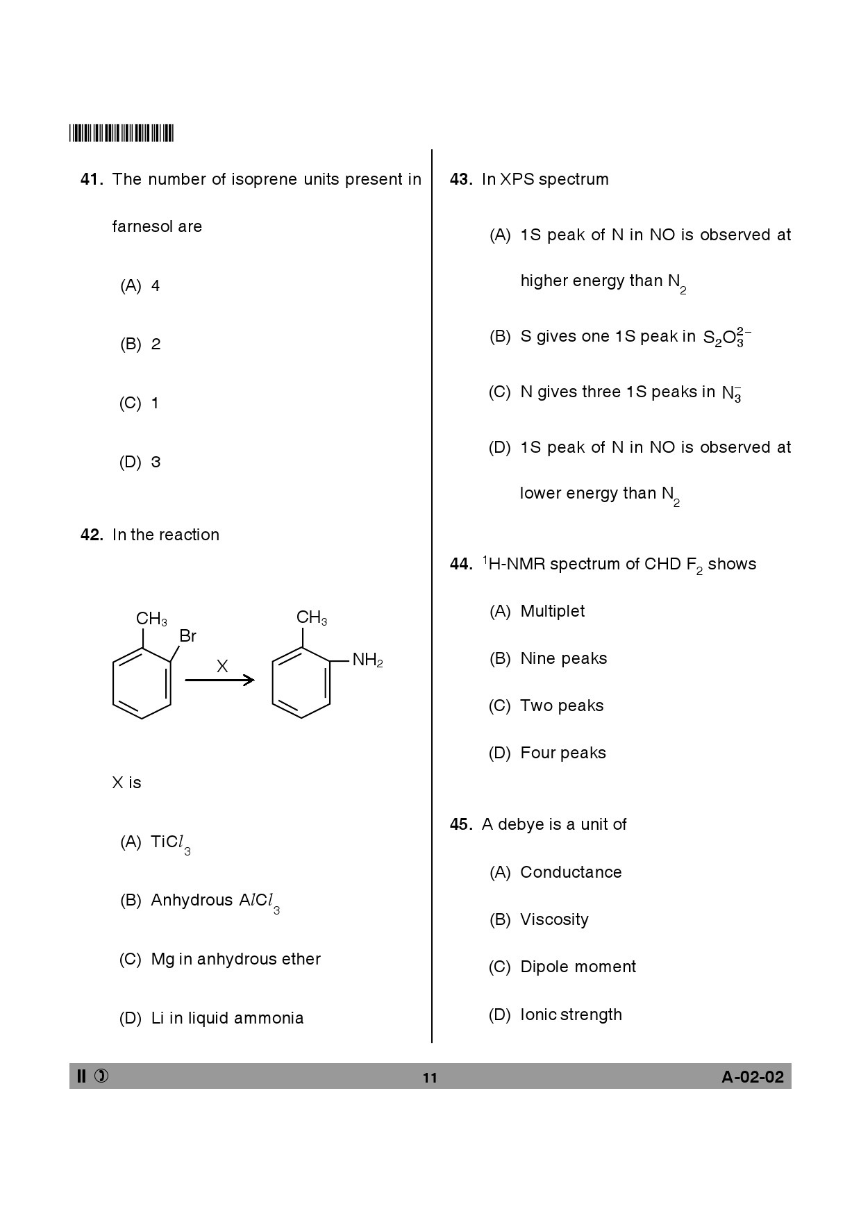 Telangana SET Chemical Sciences 2013 Question Paper II 10