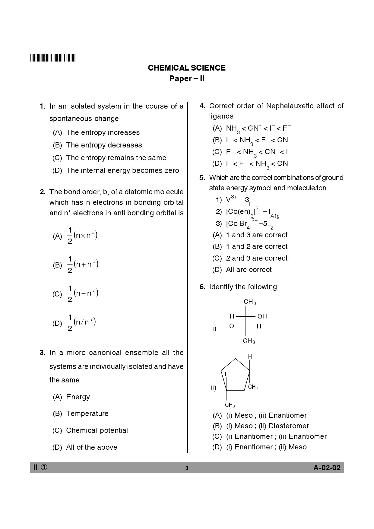 Telangana SET Chemical Sciences 2013 Question Paper II 2