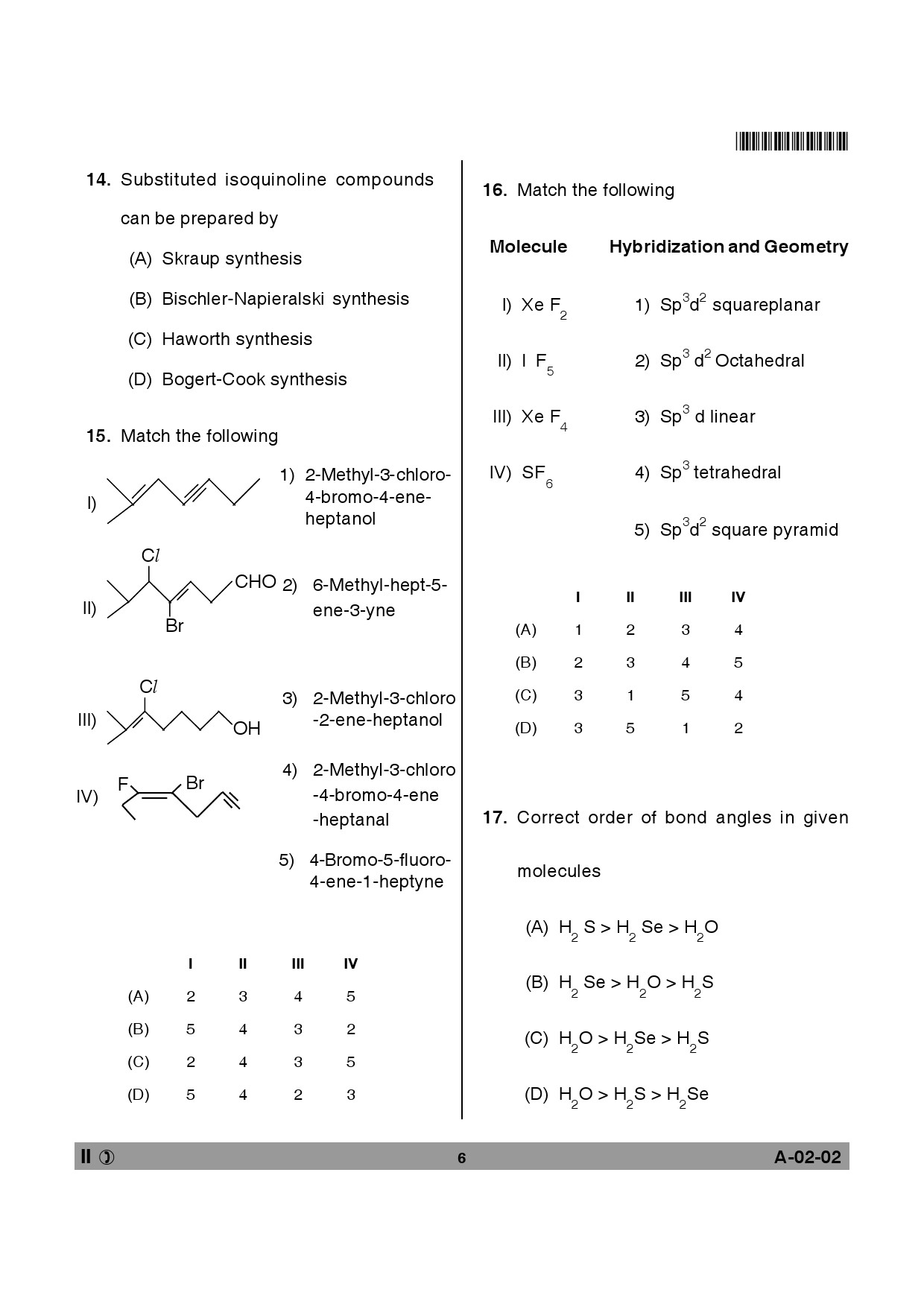 Telangana SET Chemical Sciences 2013 Question Paper II 5