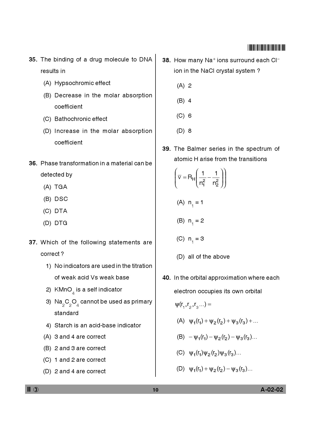 Telangana SET Chemical Sciences 2013 Question Paper II 9