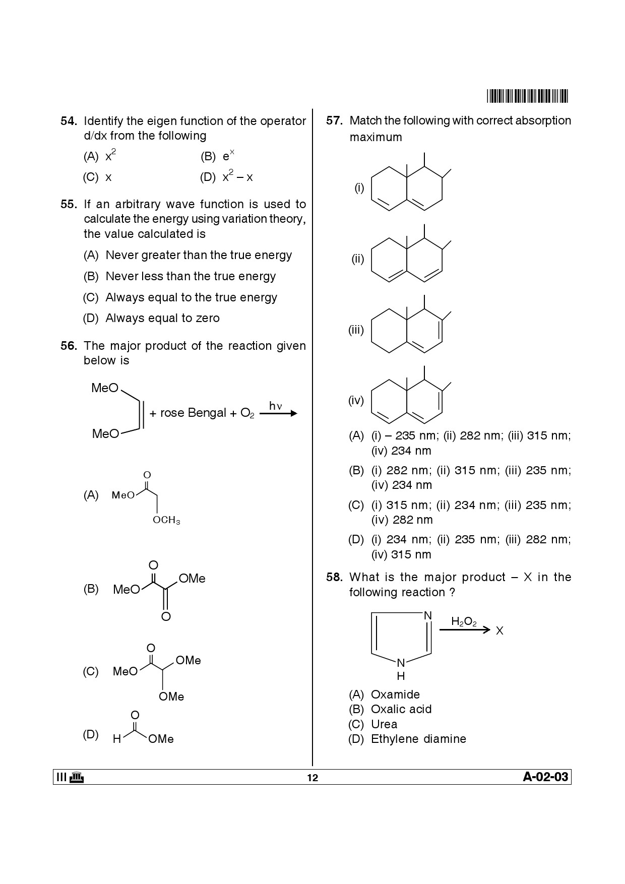 Telangana SET Chemical Sciences 2013 Question Paper III 11