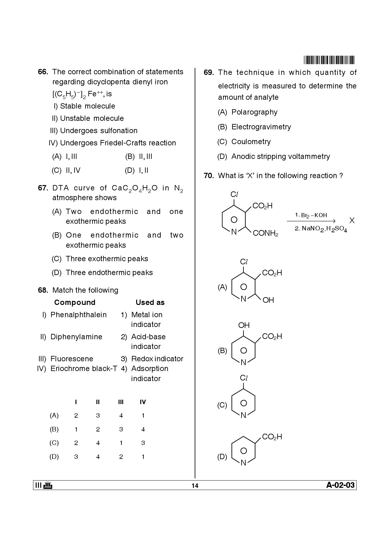 Telangana SET Chemical Sciences 2013 Question Paper III 13