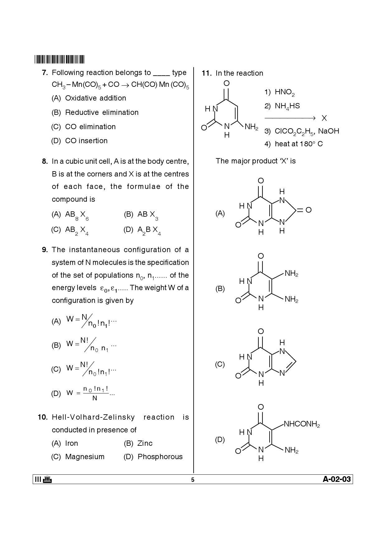 Telangana SET Chemical Sciences 2013 Question Paper III 4