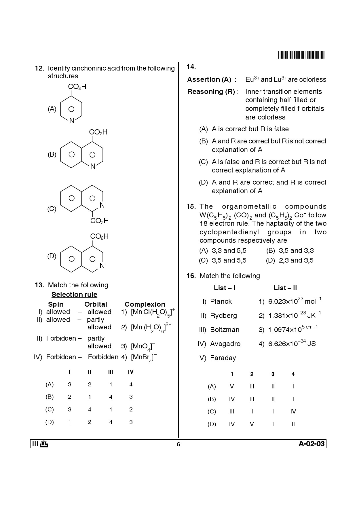 Telangana SET Chemical Sciences 2013 Question Paper III 5