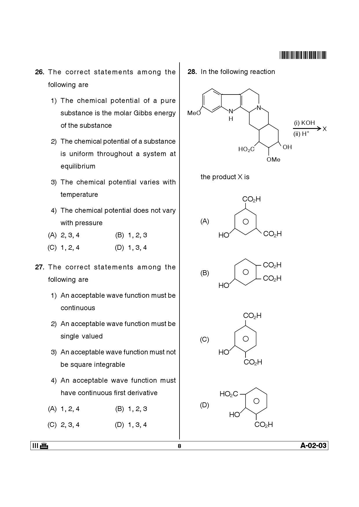 Telangana SET Chemical Sciences 2013 Question Paper III 7