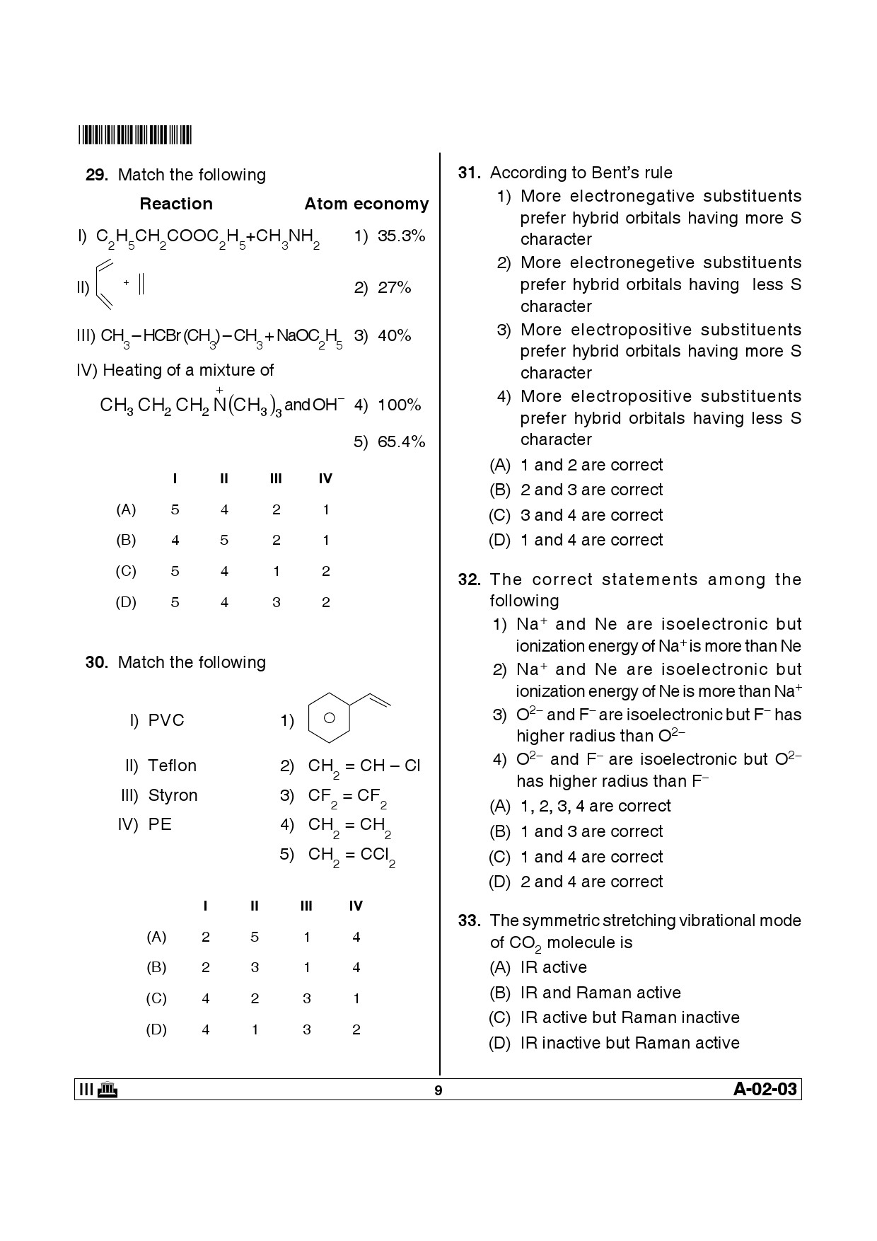 Telangana SET Chemical Sciences 2013 Question Paper III 8