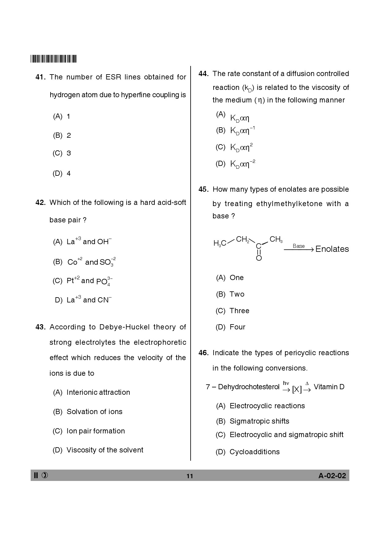 Telangana SET Chemical Sciences 2014 Question Paper II 10