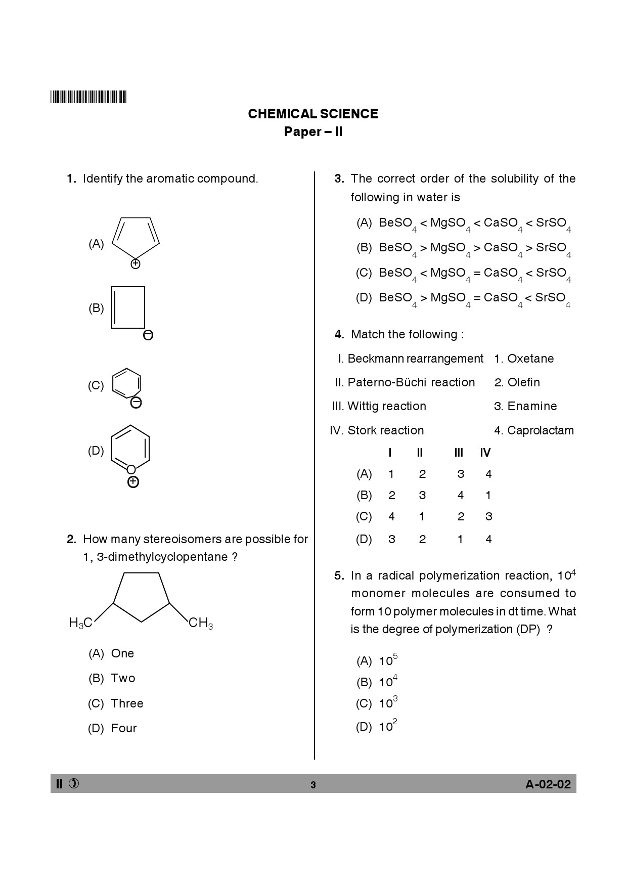 Telangana SET Chemical Sciences 2014 Question Paper II 2