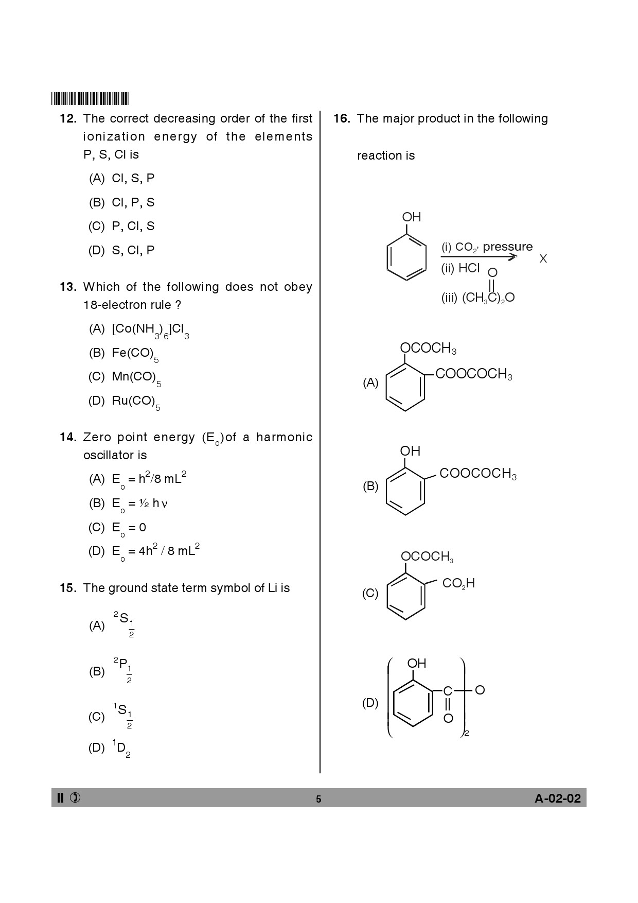 Telangana SET Chemical Sciences 2014 Question Paper II 4