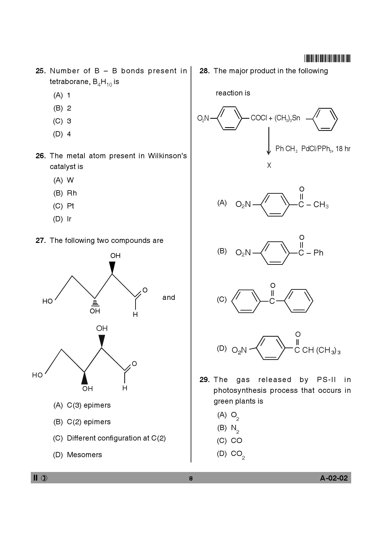 Telangana SET Chemical Sciences 2014 Question Paper II 7