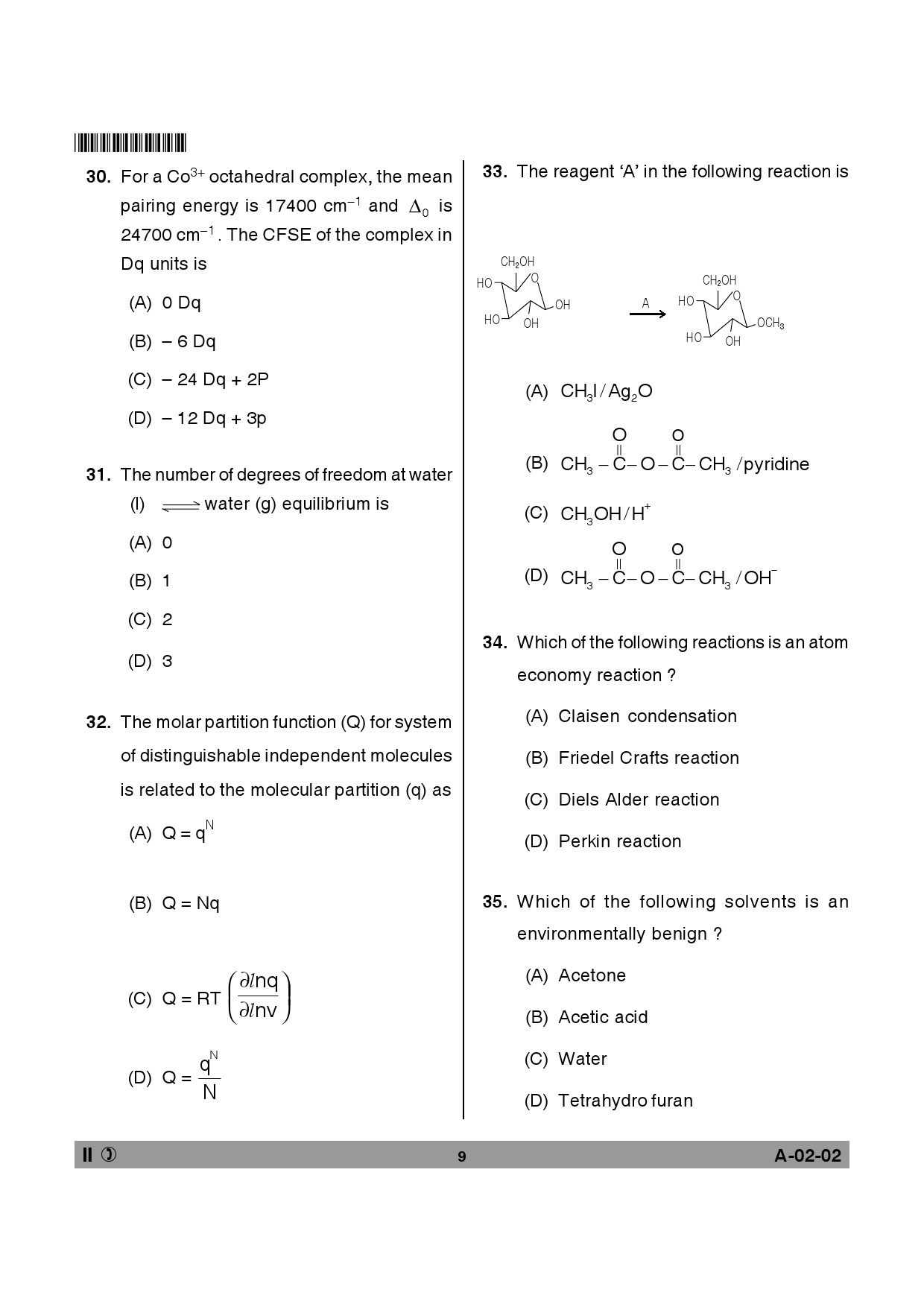 Telangana SET Chemical Sciences 2014 Question Paper II 8