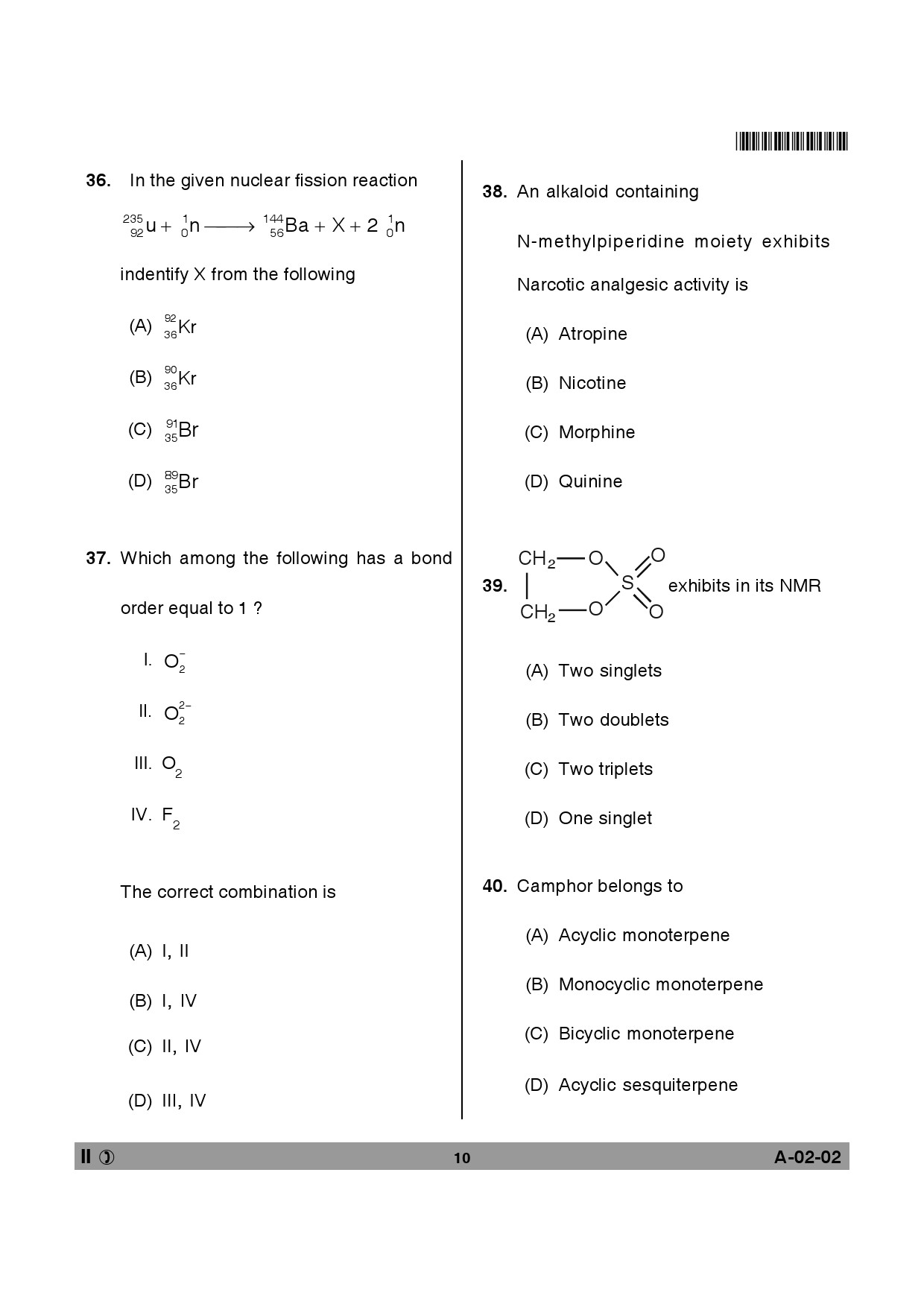 Telangana SET Chemical Sciences 2014 Question Paper II 9