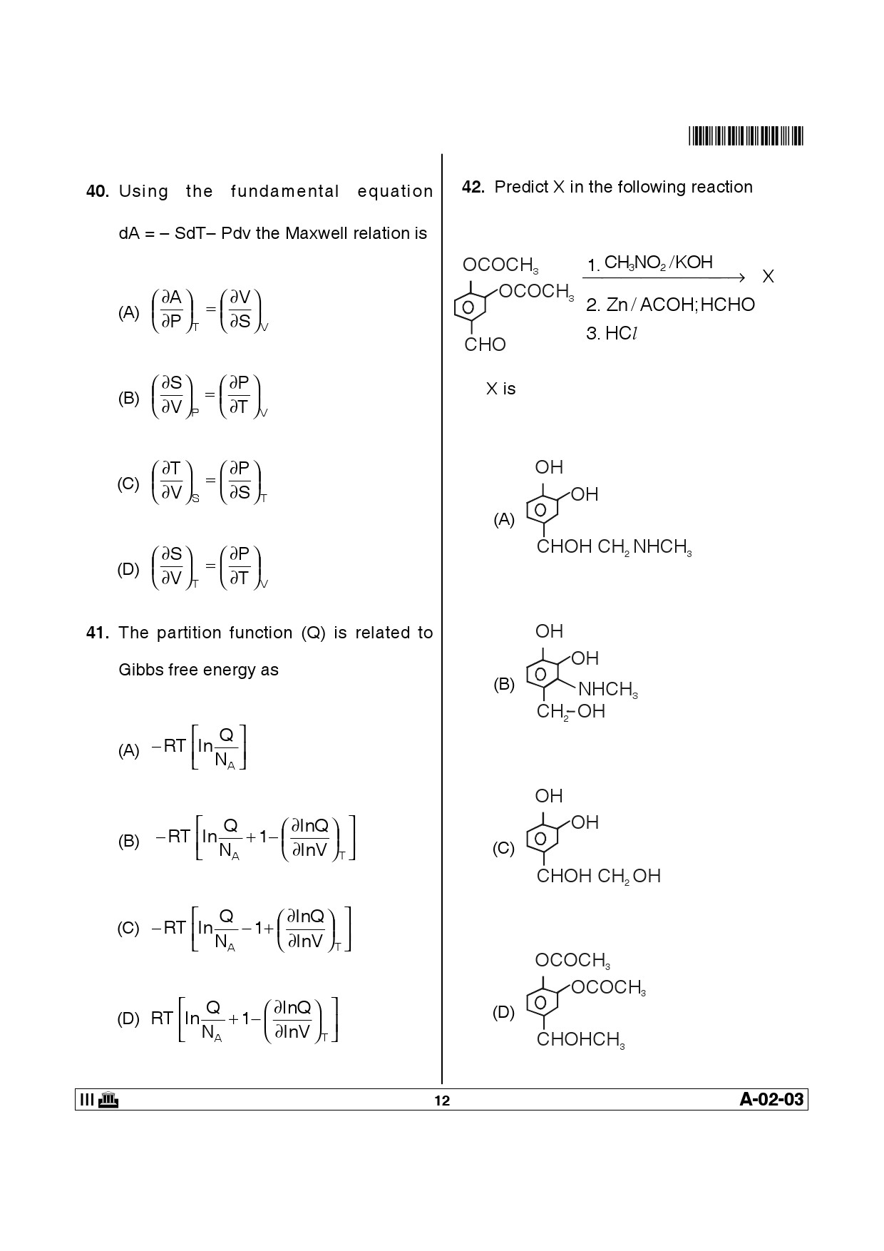 Telangana SET Chemical Sciences 2014 Question Paper III 11