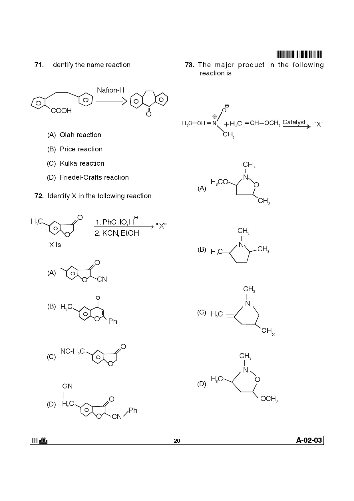 Telangana SET Chemical Sciences 2014 Question Paper III 19