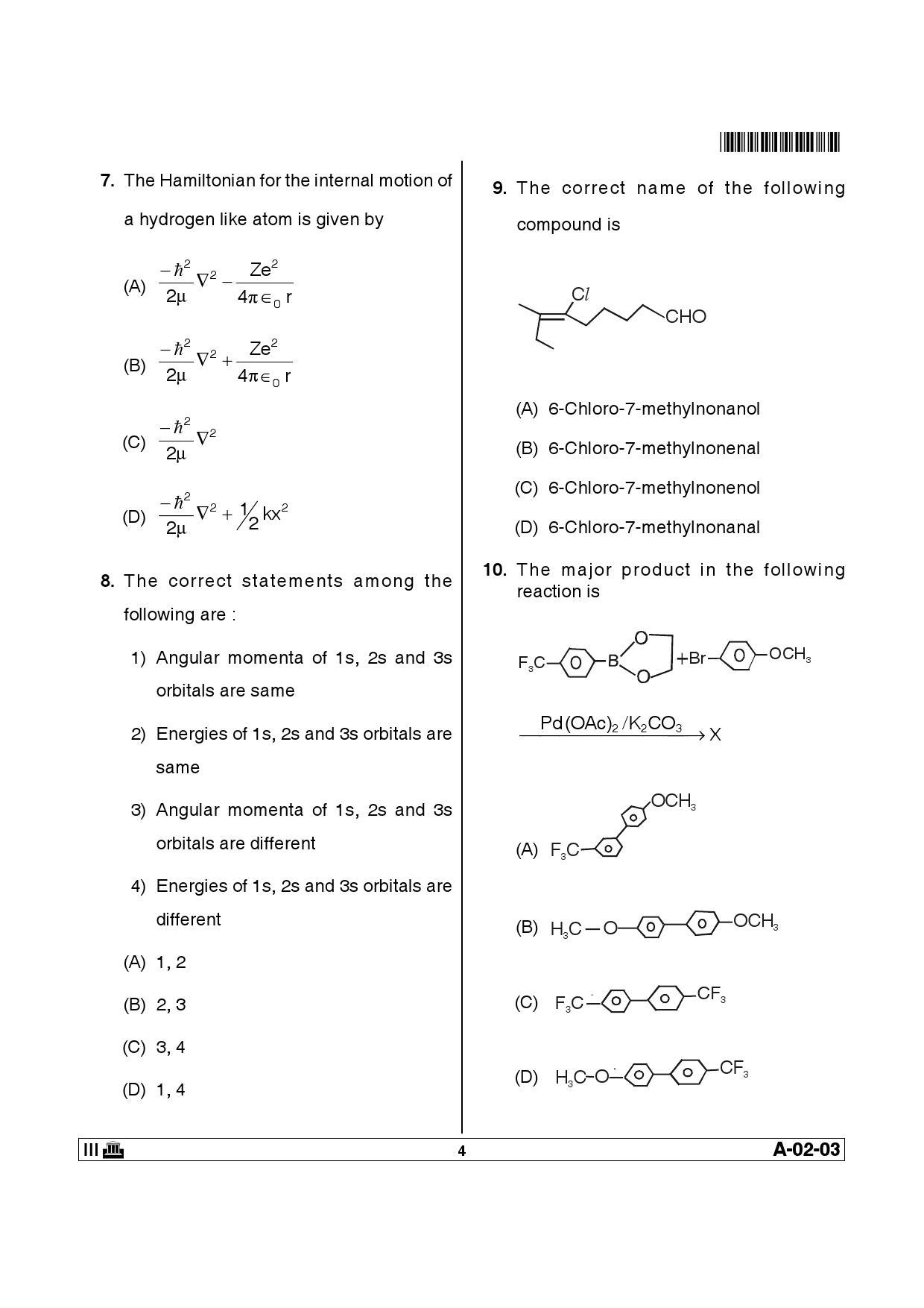 Telangana SET Chemical Sciences 2014 Question Paper III 3