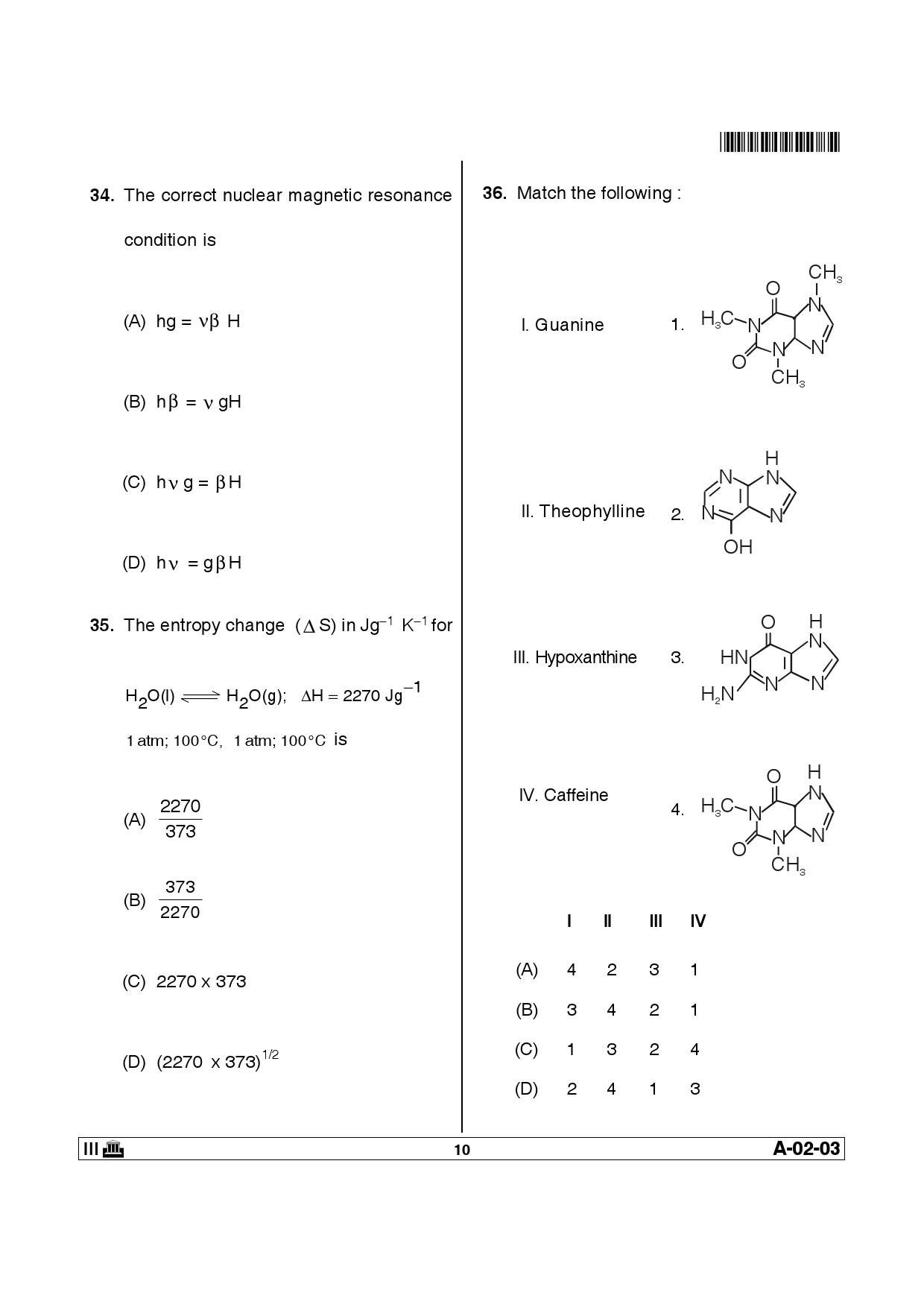 Telangana SET Chemical Sciences 2014 Question Paper III 9