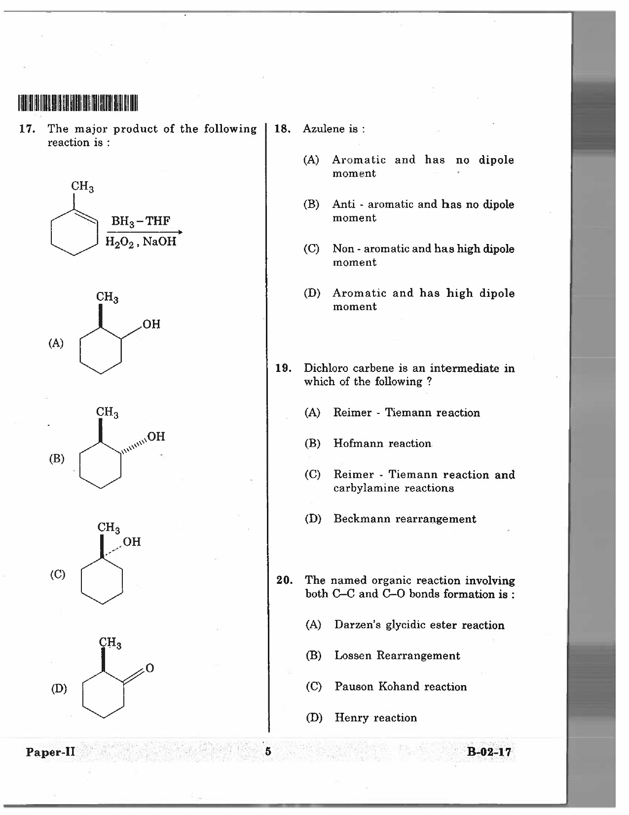 Telangana SET Chemical Sciences 2017 Question Paper II 4