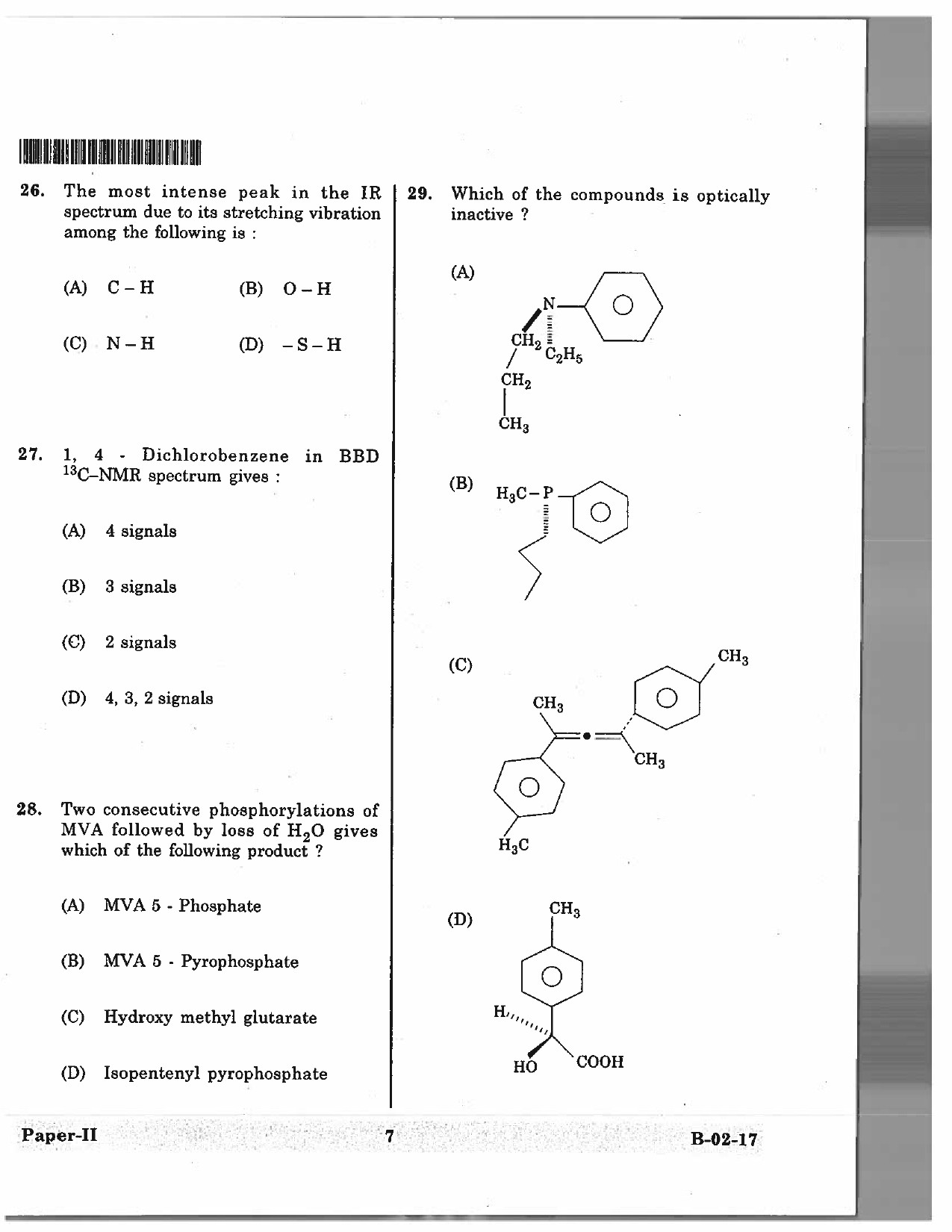 Telangana SET Chemical Sciences 2017 Question Paper II 6