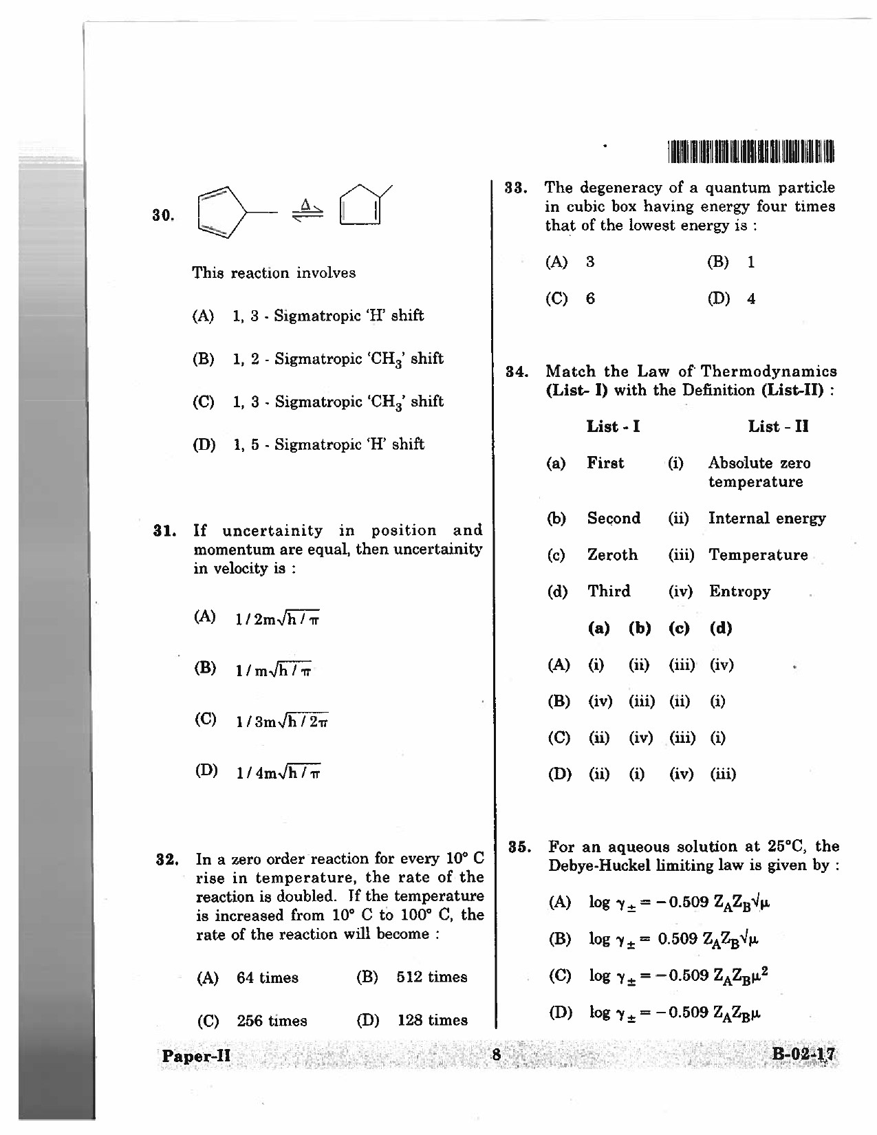 Telangana SET Chemical Sciences 2017 Question Paper II 7