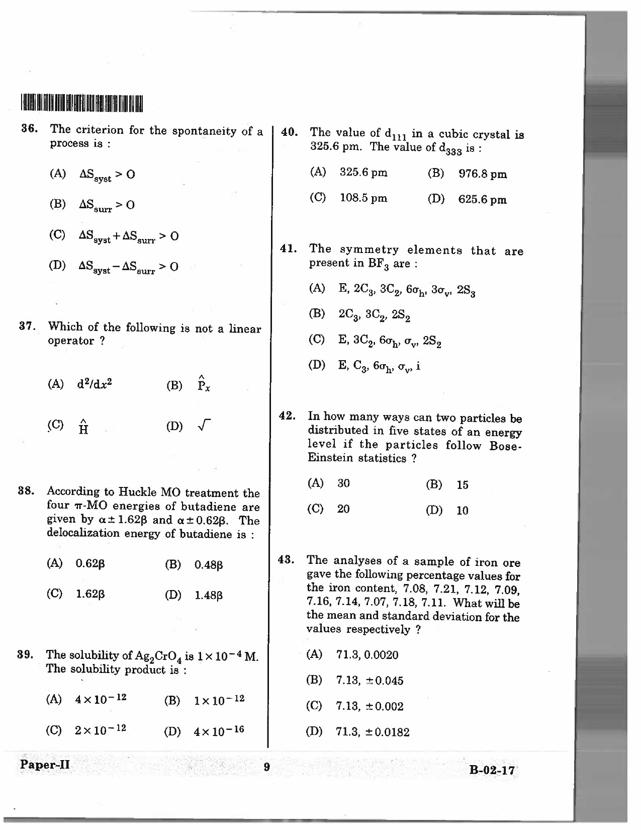 Telangana SET Chemical Sciences 2017 Question Paper II 8