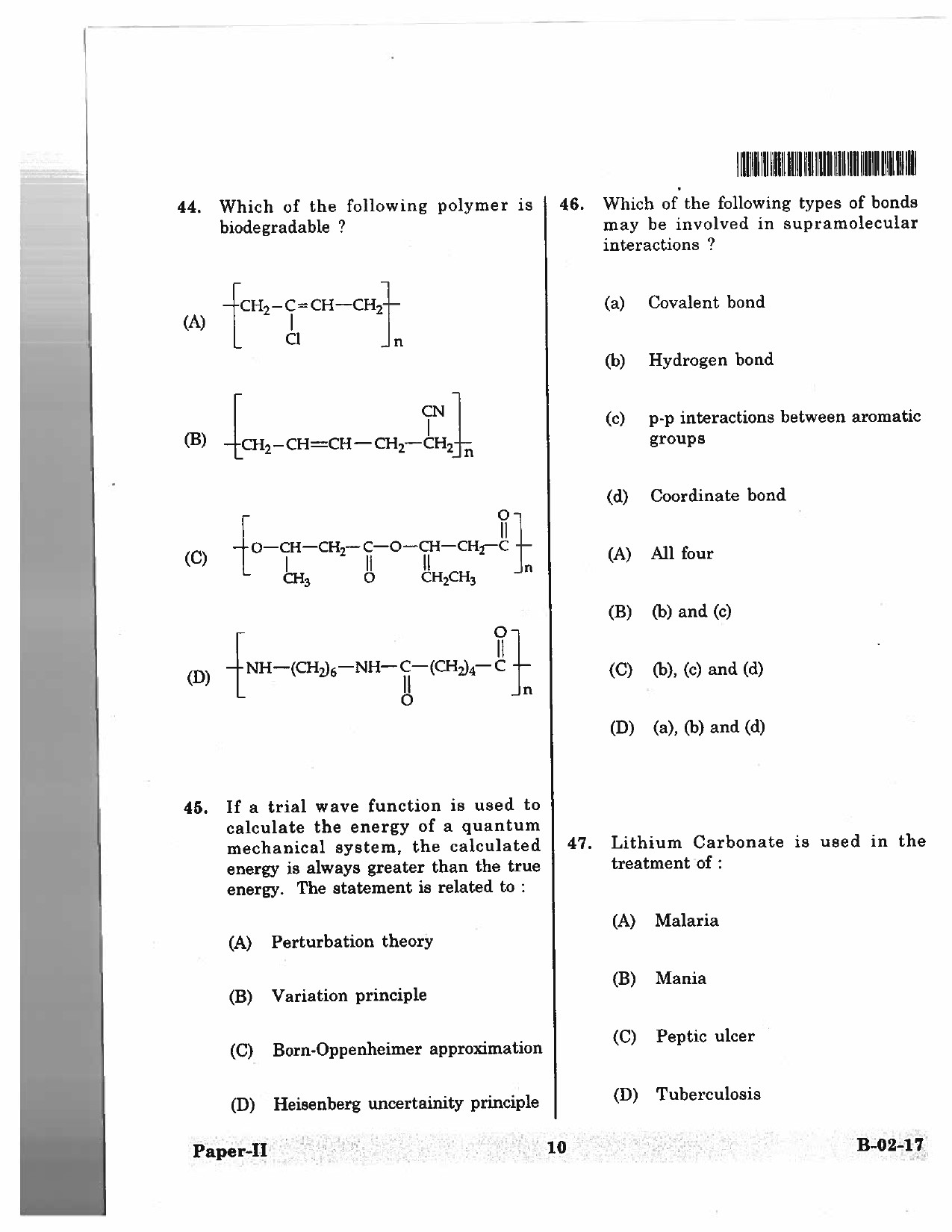 Telangana SET Chemical Sciences 2017 Question Paper II 9