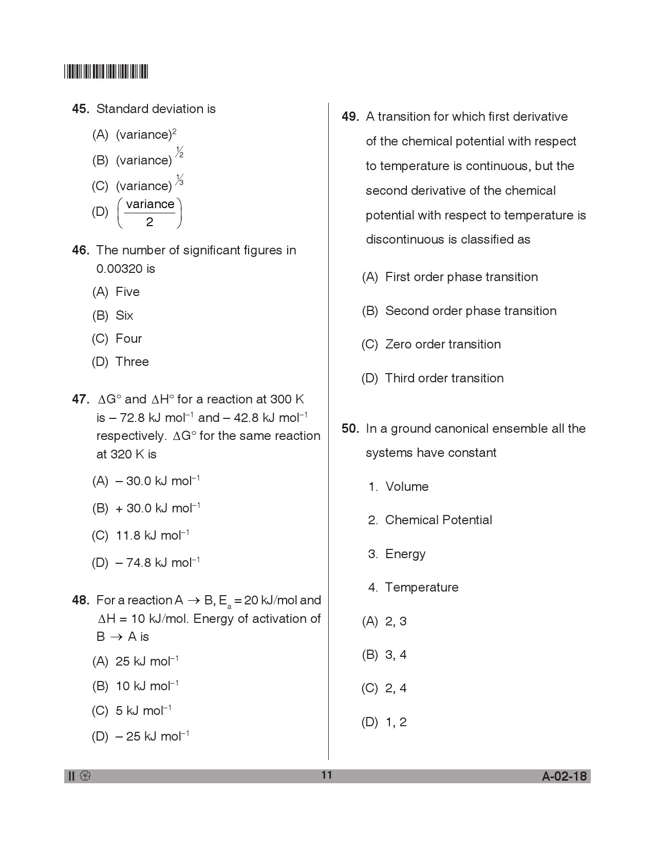 Telangana SET Chemical Sciences 2018 Question Paper II 10