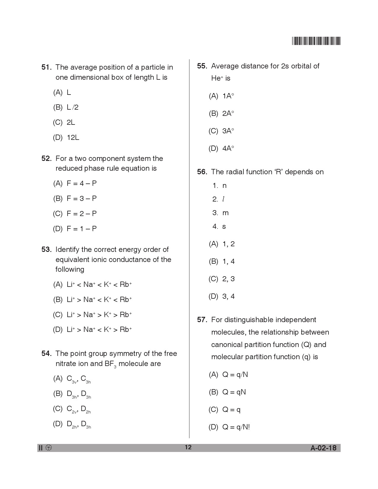 Telangana SET Chemical Sciences 2018 Question Paper II 11