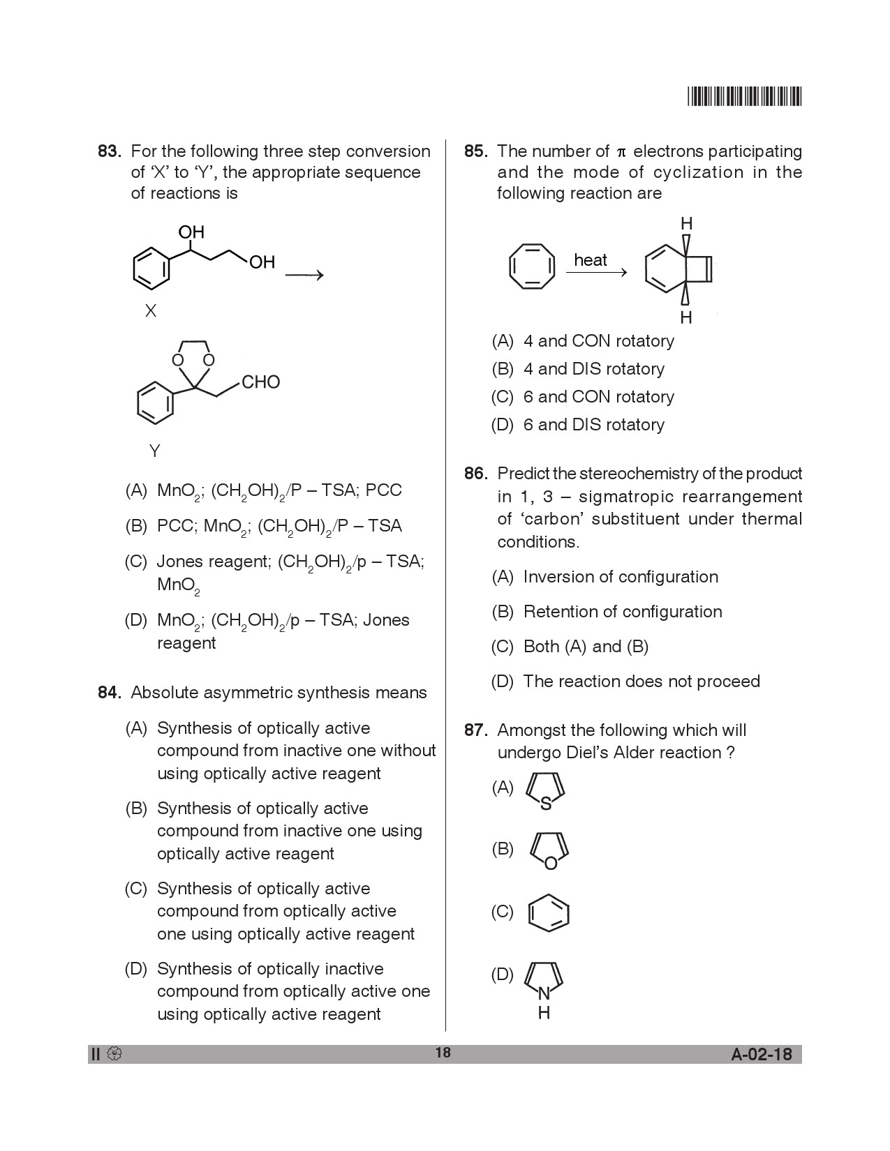 Telangana SET Chemical Sciences 2018 Question Paper II 17