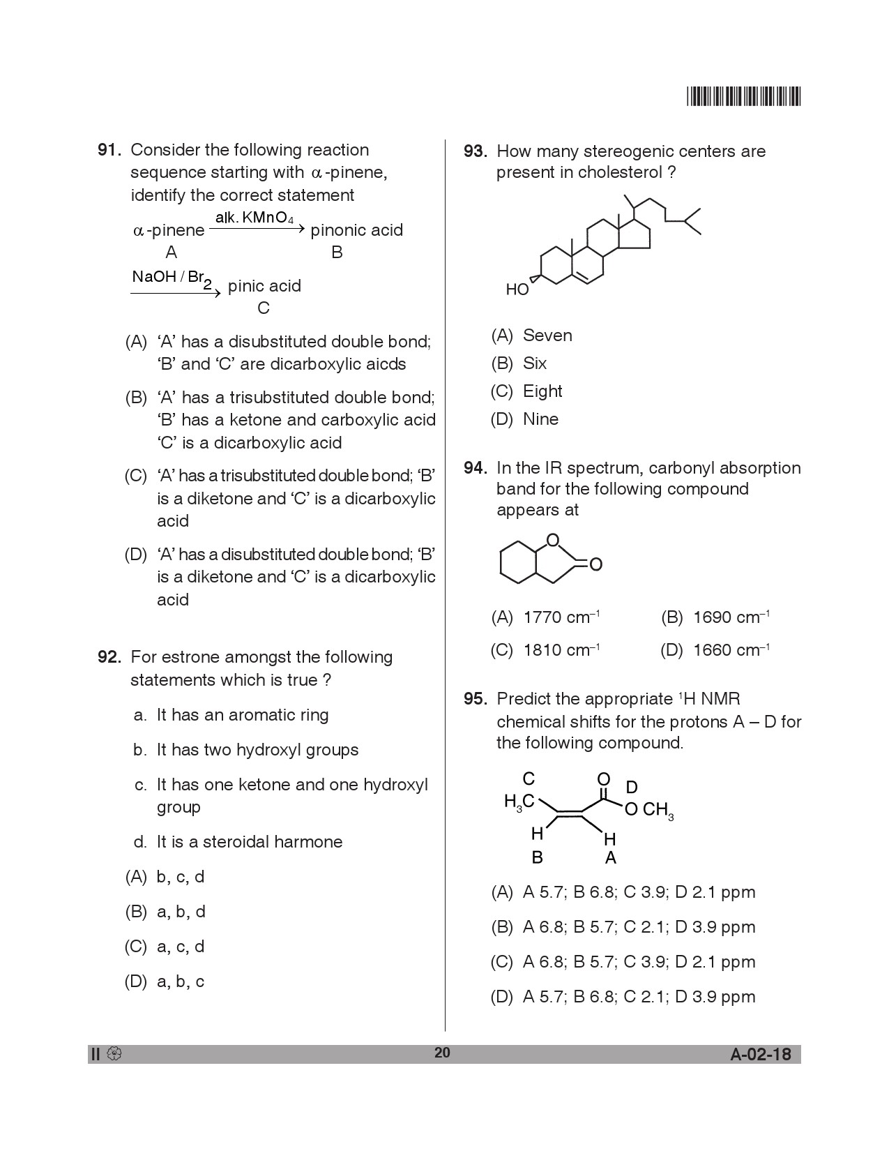 Telangana SET Chemical Sciences 2018 Question Paper II 19