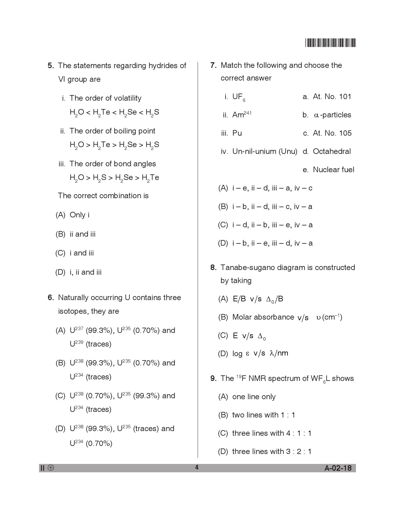 Telangana SET Chemical Sciences 2018 Question Paper II 3