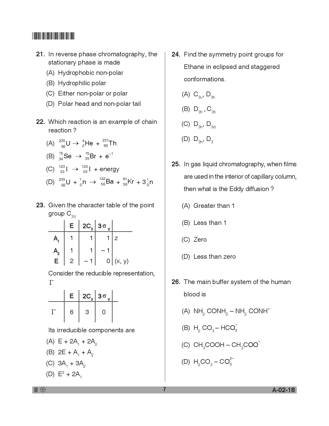 Telangana SET Chemical Sciences 2018 Question Paper II 6