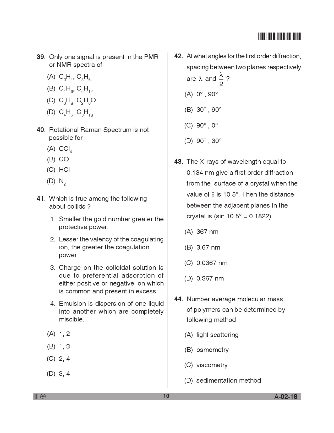 Telangana SET Chemical Sciences 2018 Question Paper II 9