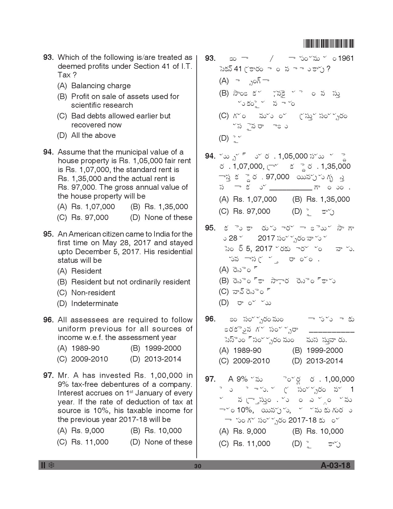 Telangana SET Commerce 2018 Question Paper II 29