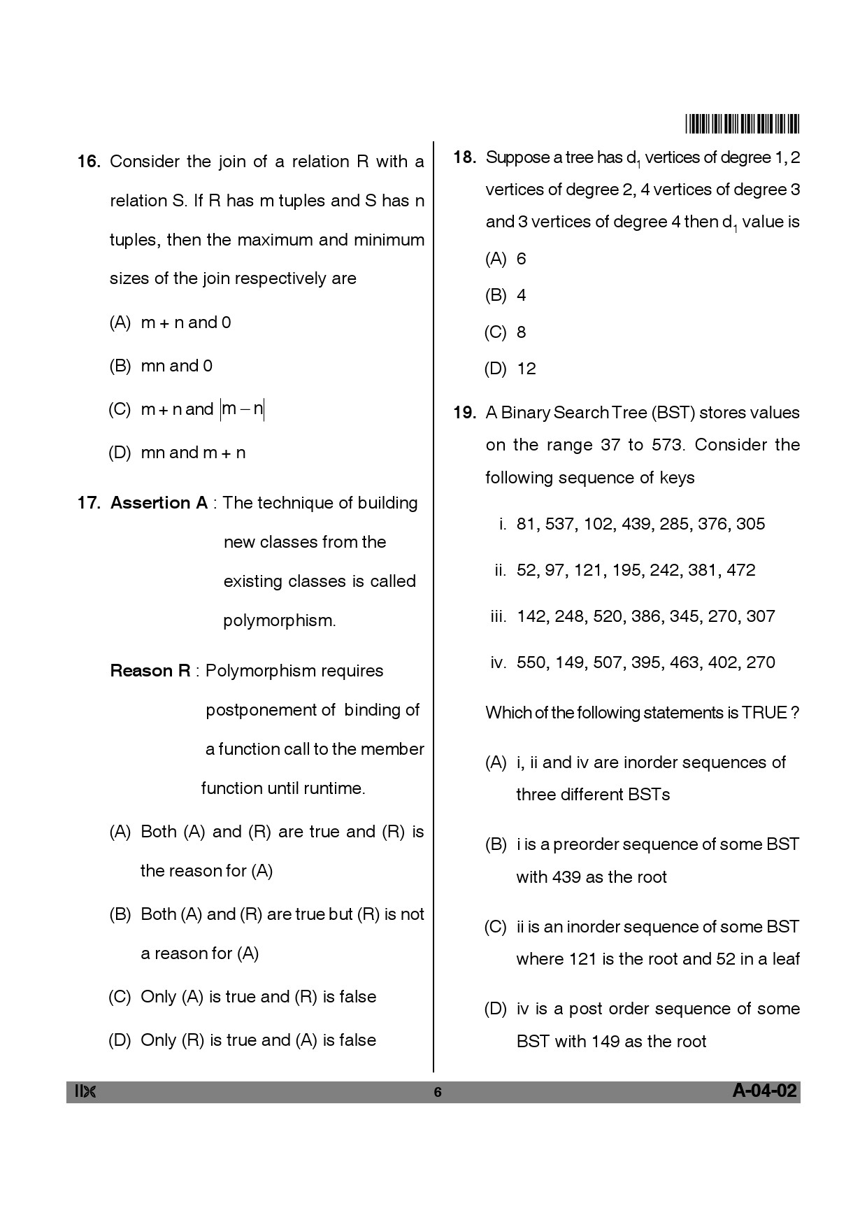 Telangana SET Computer Science and Application 2012 Question Paper II 5