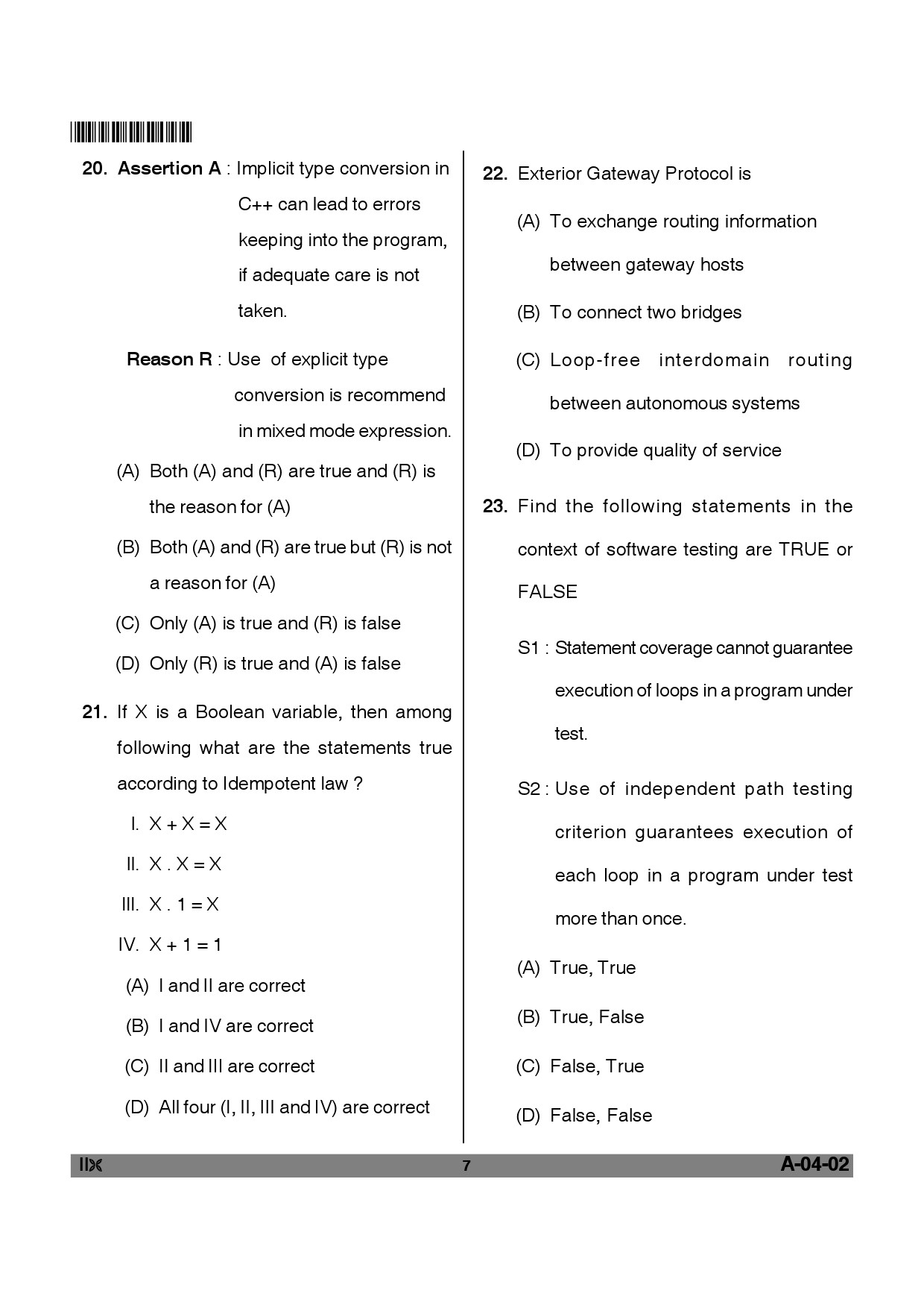 Telangana SET Computer Science and Application 2012 Question Paper II 6