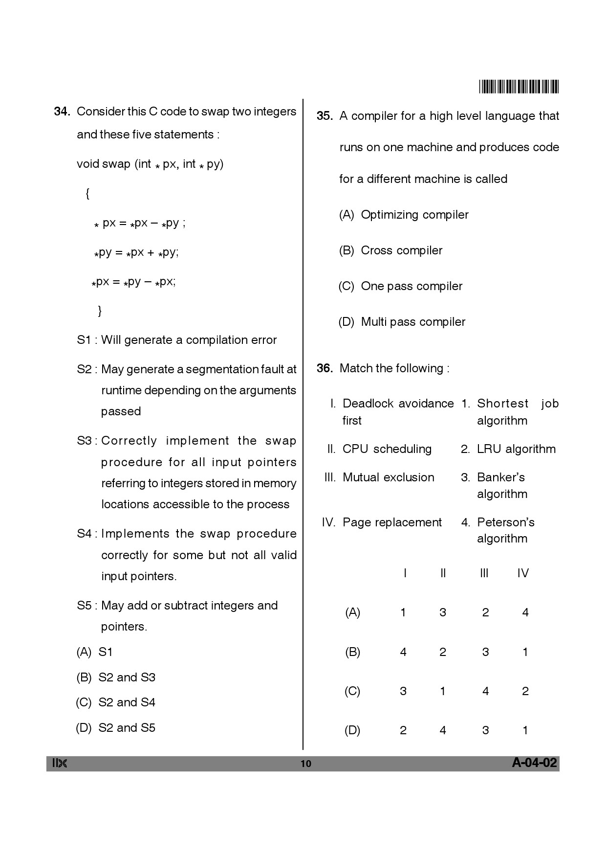 Telangana SET Computer Science and Application 2012 Question Paper II 9