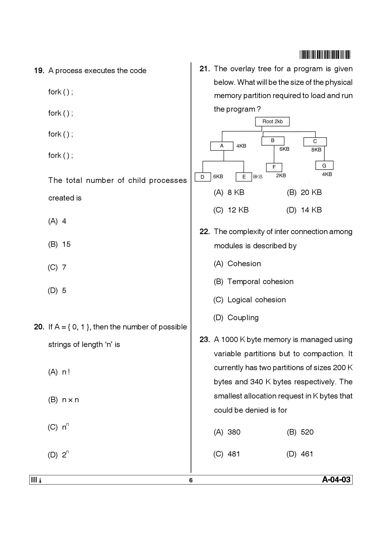 Telangana SET Computer Science and Application 2012 Question Paper III 5