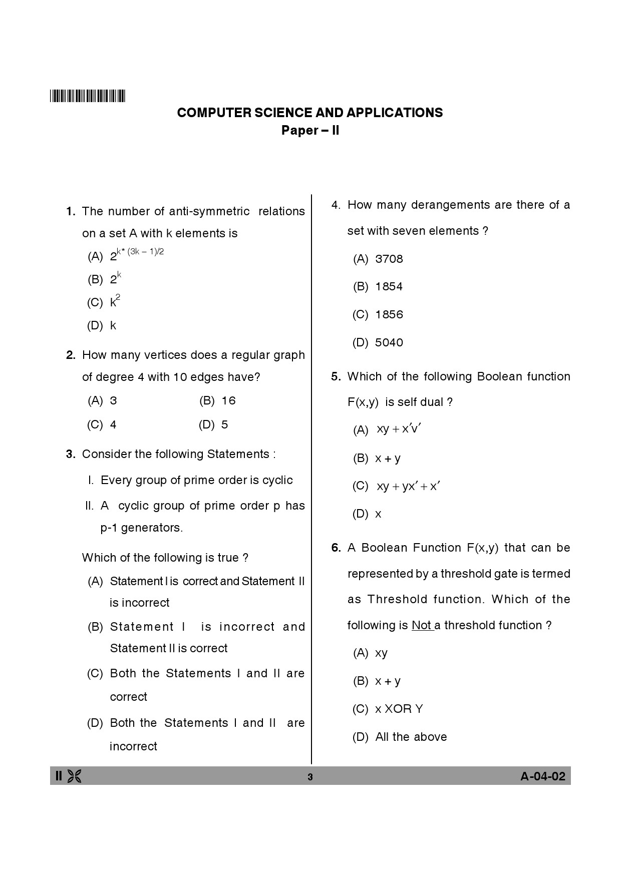 Telangana SET Computer Science and Application 2013 Question Paper II 2