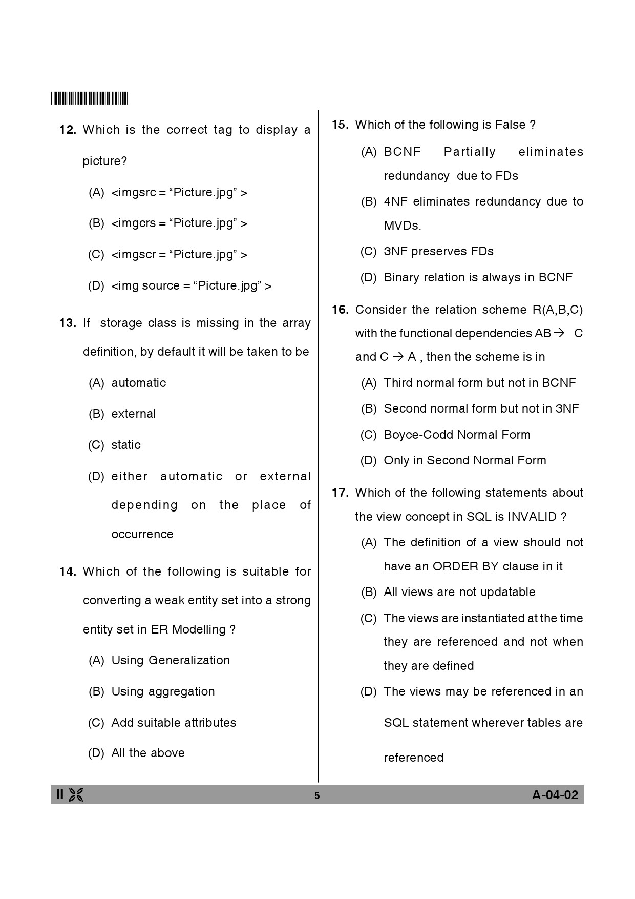 Telangana SET Computer Science and Application 2013 Question Paper II 4