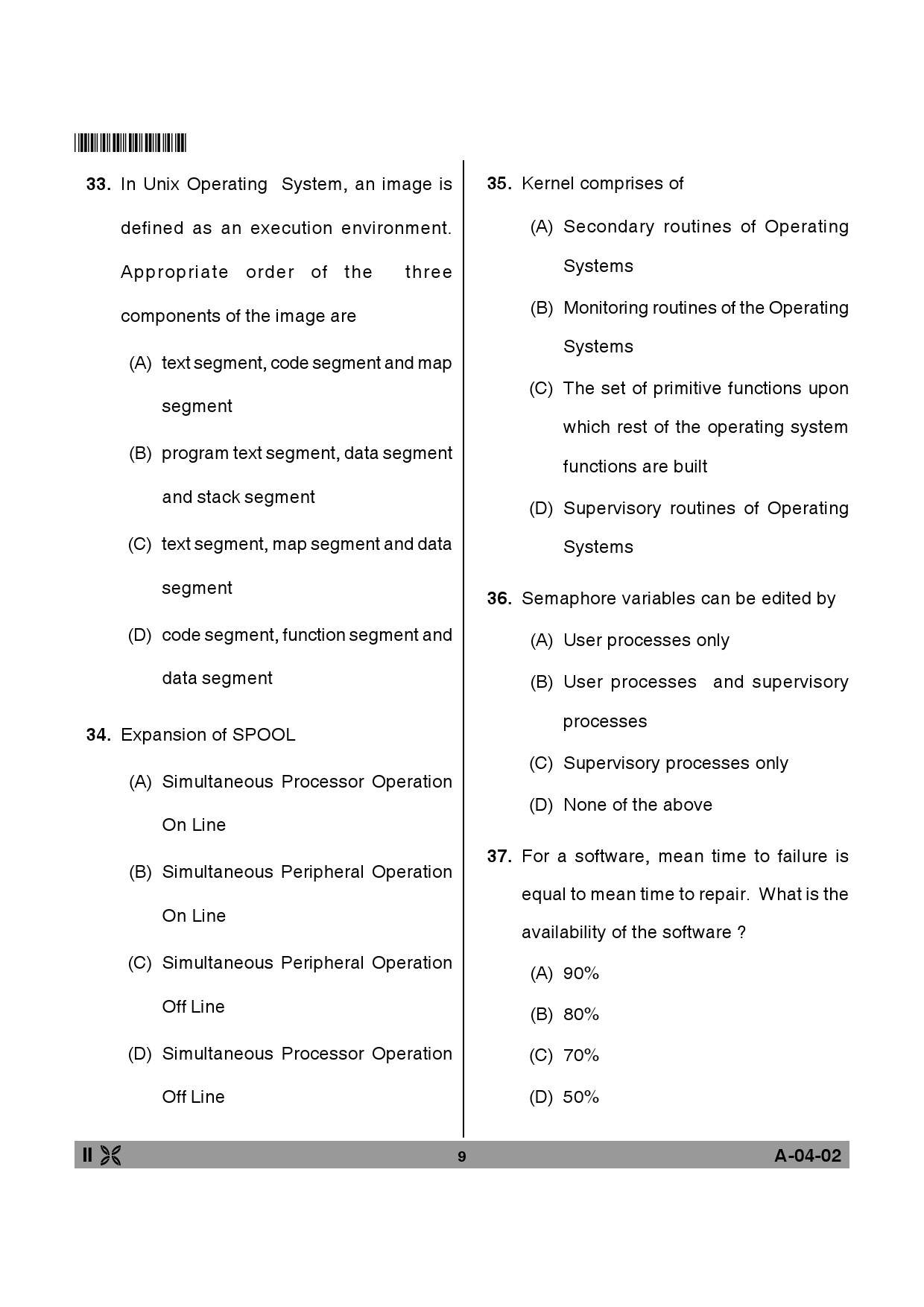 Telangana SET Computer Science and Application 2013 Question Paper II 8