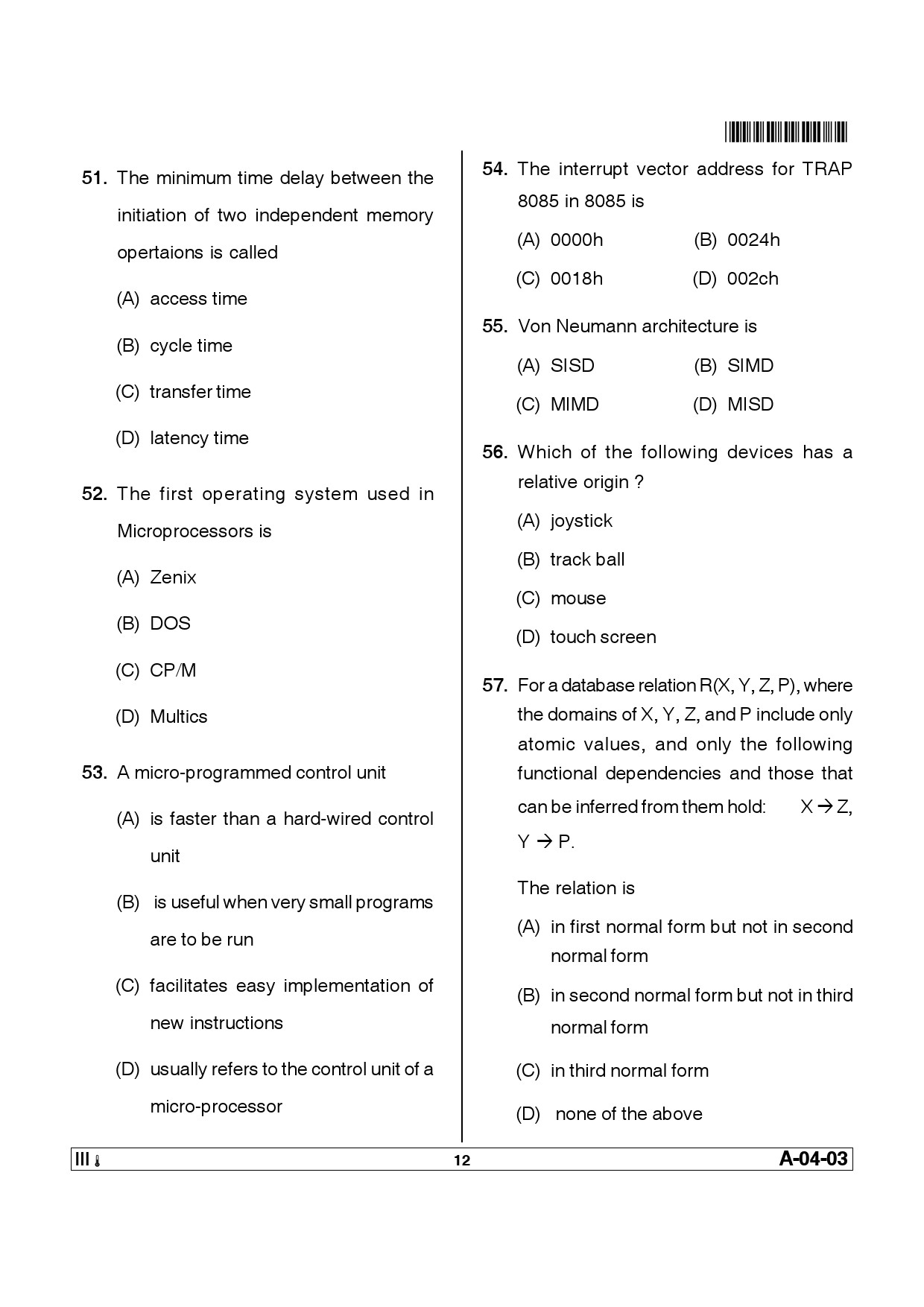 Telangana SET Computer Science and Application 2013 Question Paper III 11