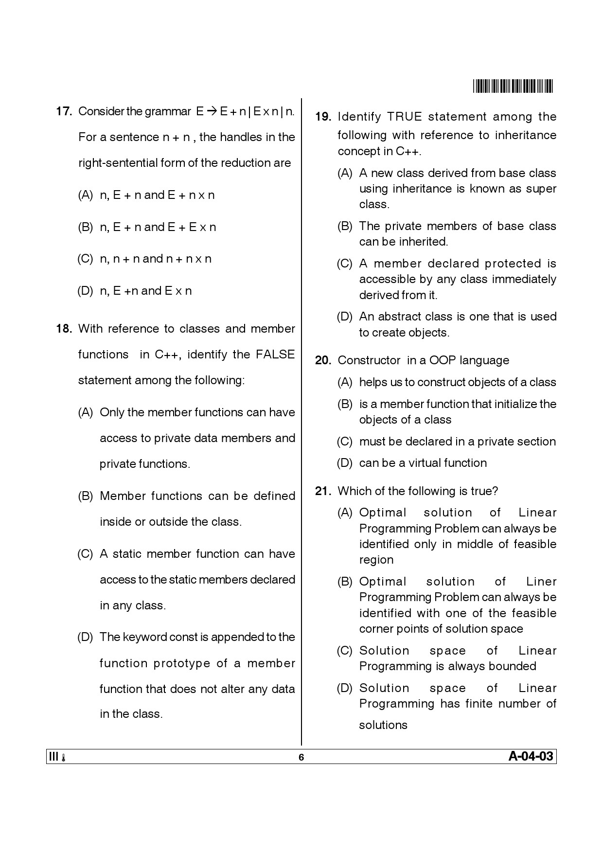 Telangana SET Computer Science and Application 2013 Question Paper III 5