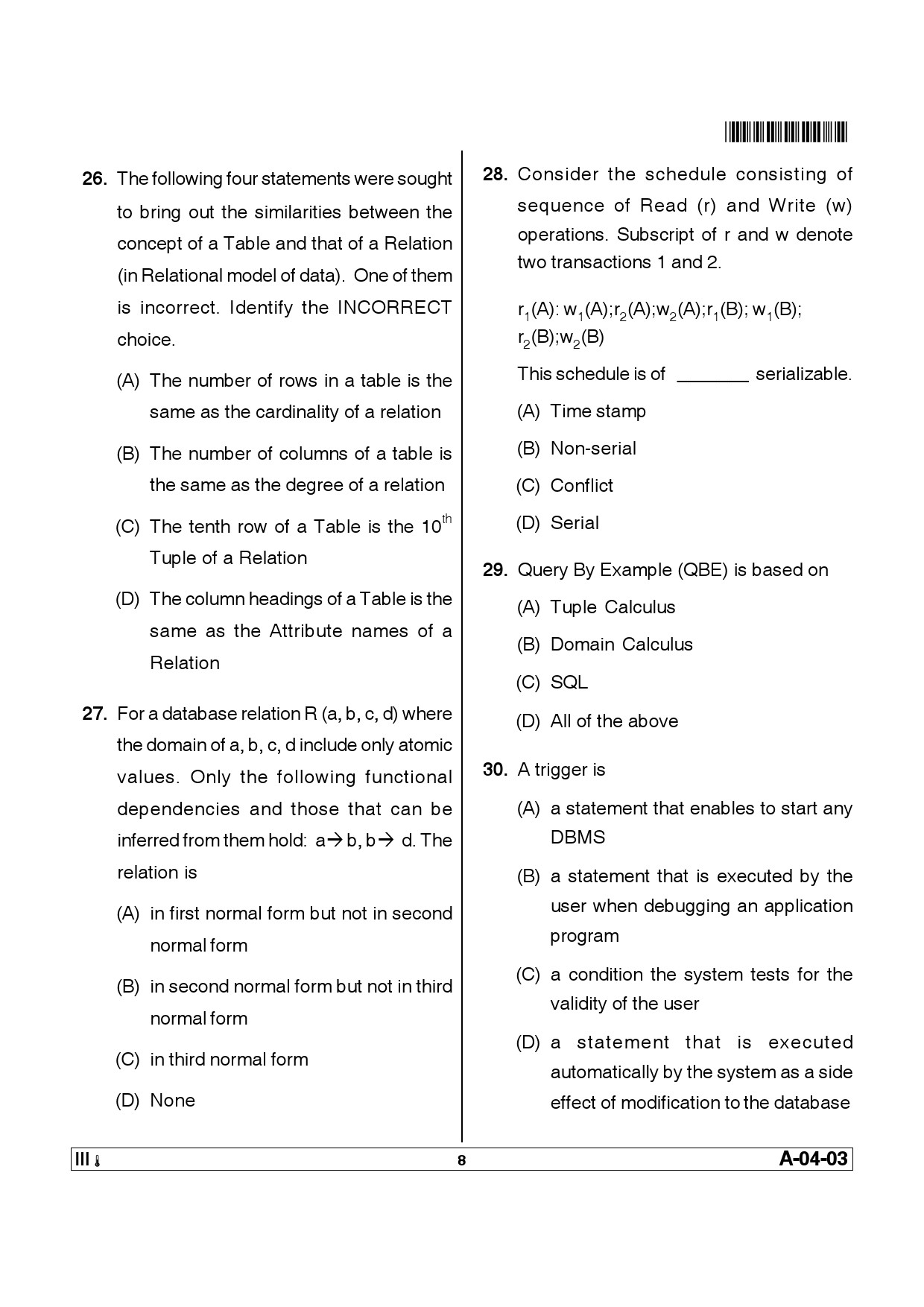 Telangana SET Computer Science and Application 2013 Question Paper III 7