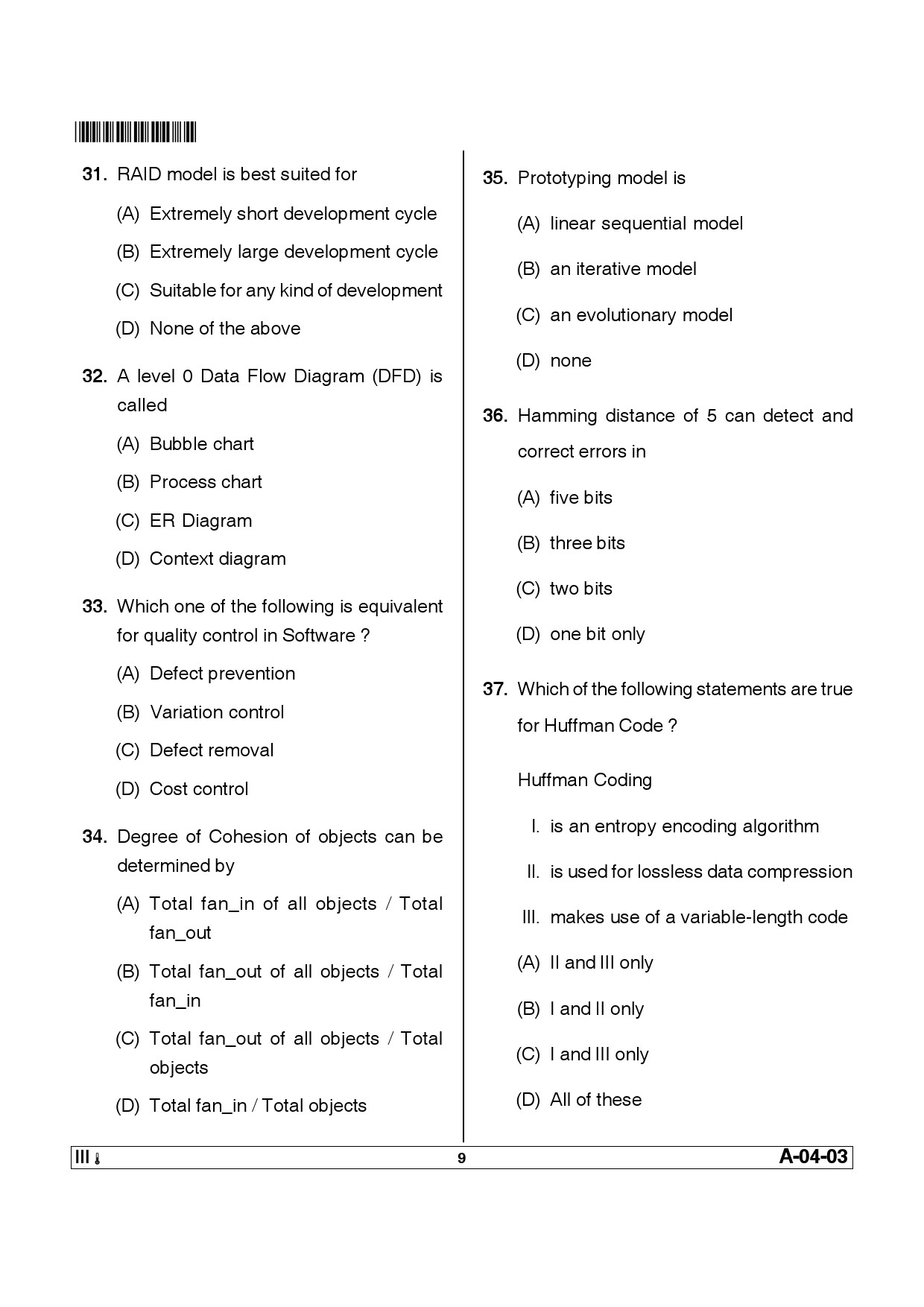 Telangana SET Computer Science and Application 2013 Question Paper III 8