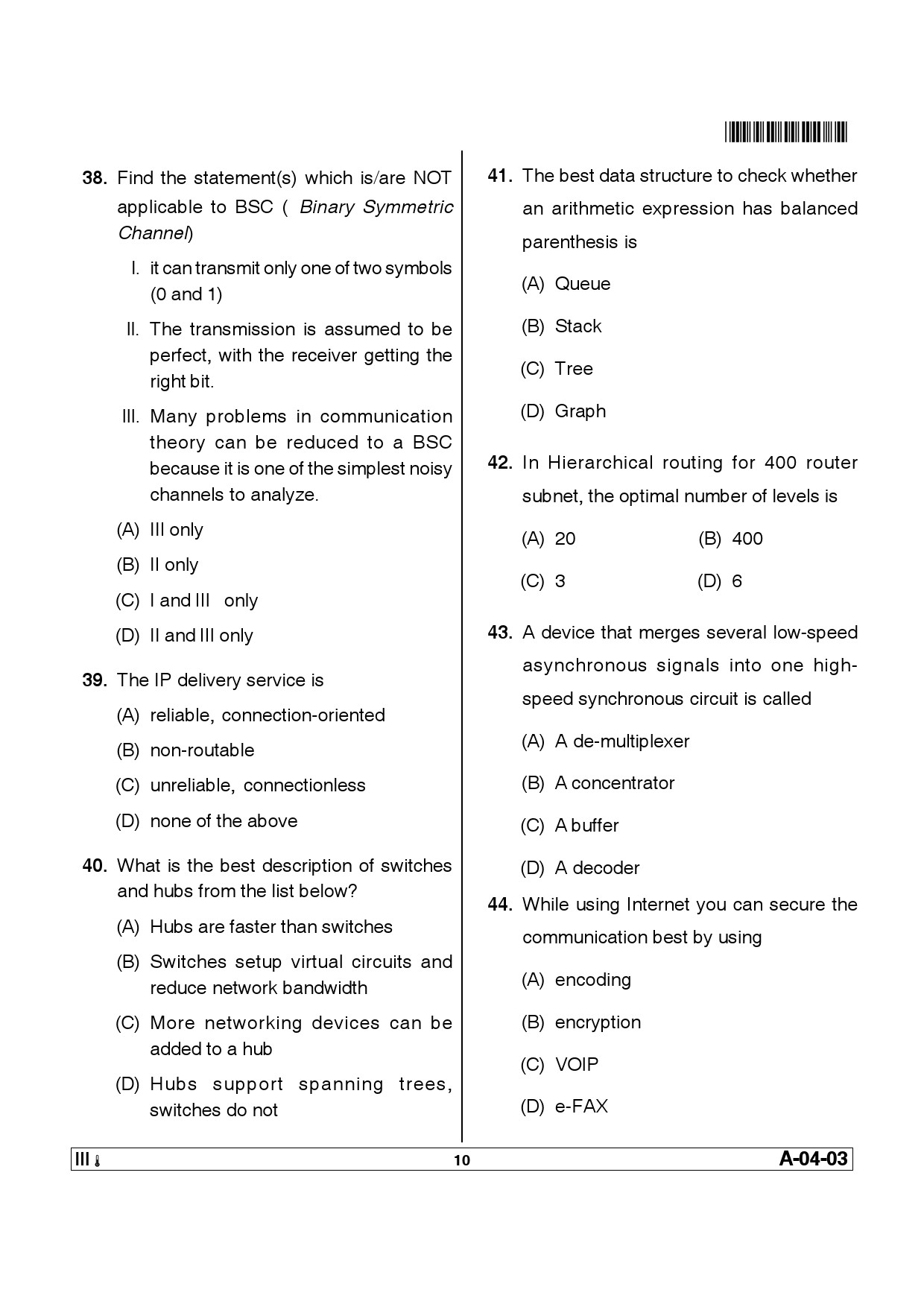 Telangana SET Computer Science and Application 2013 Question Paper III 9