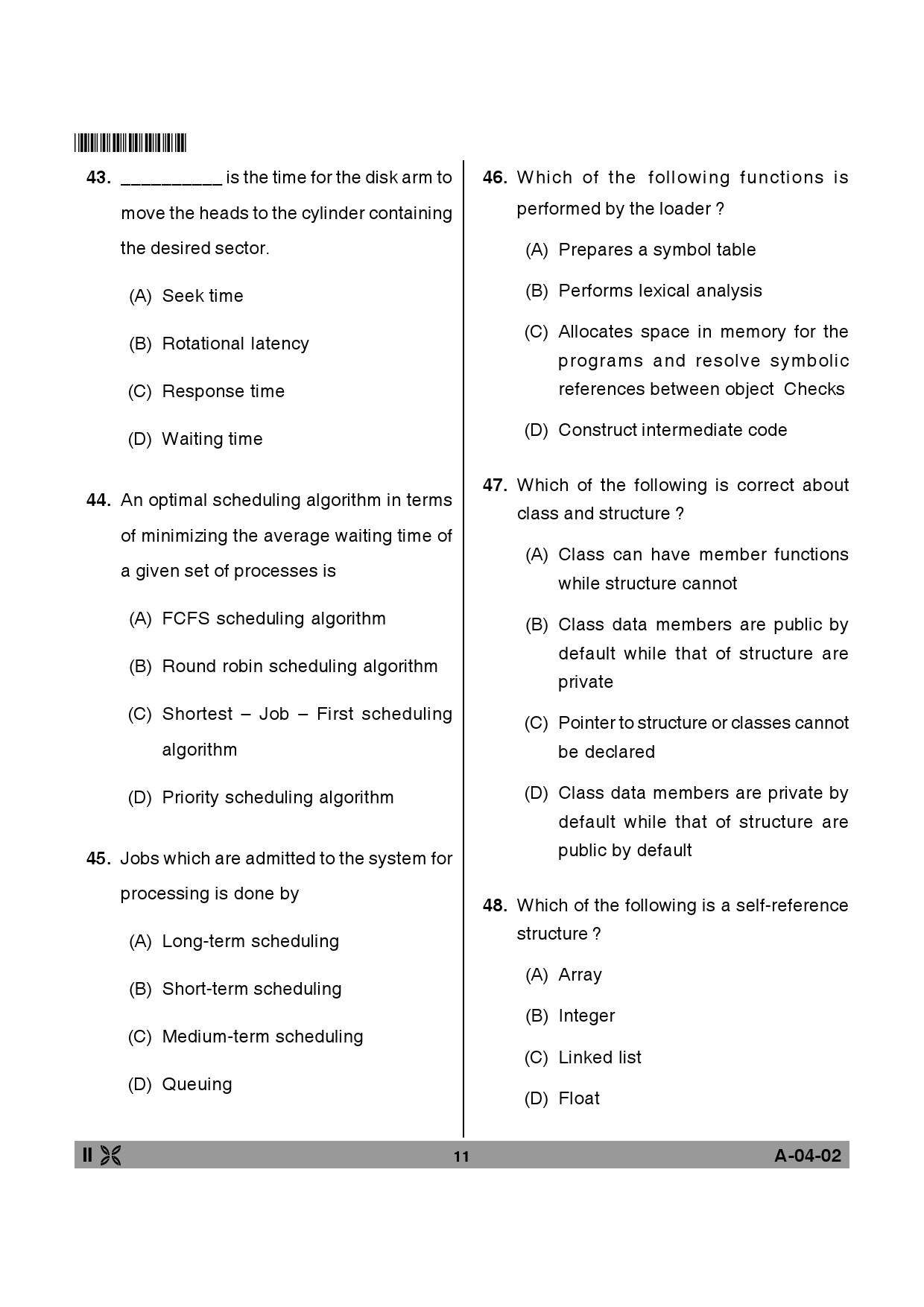 Telangana SET Computer Science and Application 2014 Question Paper II 10