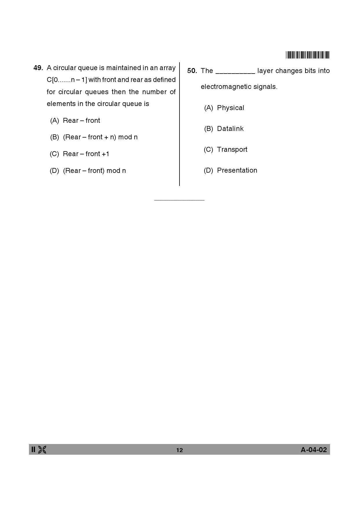 Telangana SET Computer Science and Application 2014 Question Paper II 11