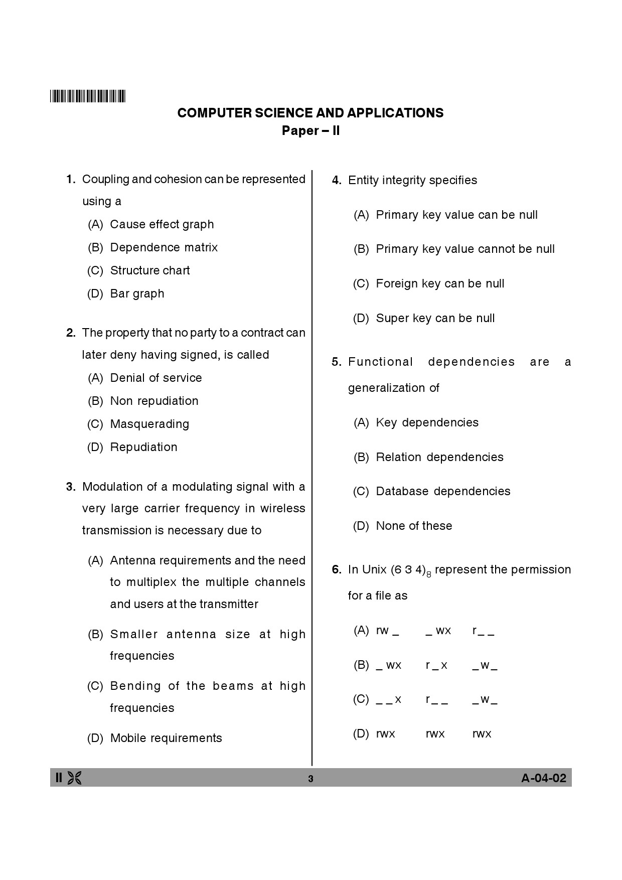 Telangana SET Computer Science and Application 2014 Question Paper II 2